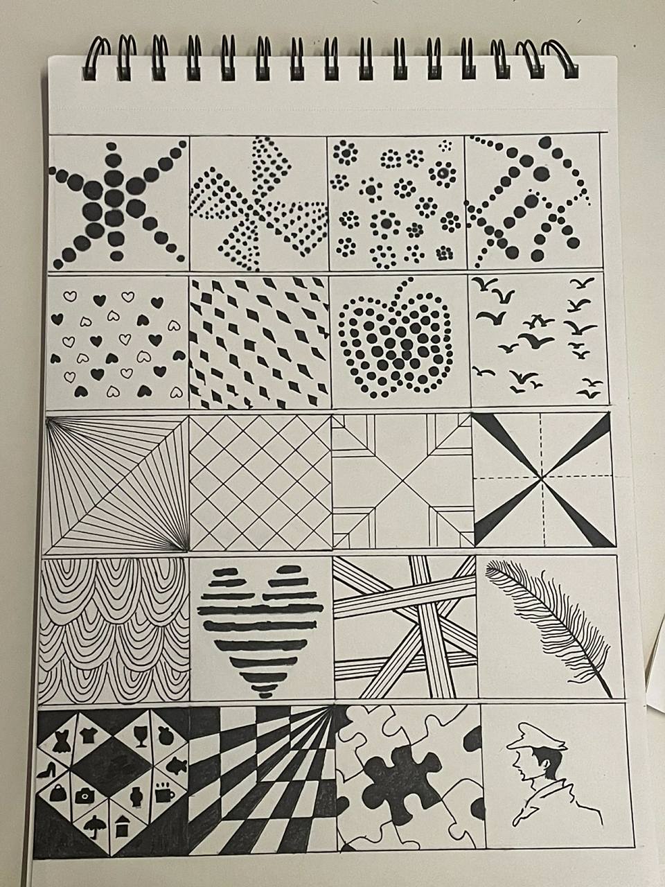 点线面构图 一二排,点构成 三四排,线构成 第五排,面构成