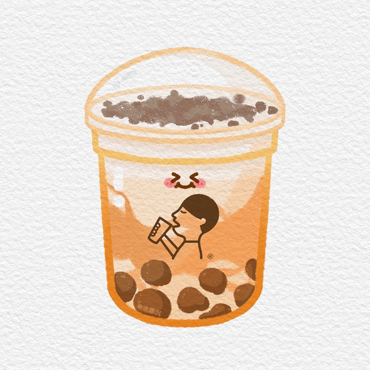 原创可爱简笔画|奶茶2.0之来一杯喜茶吧 "今日有喜 一起heytea一下"