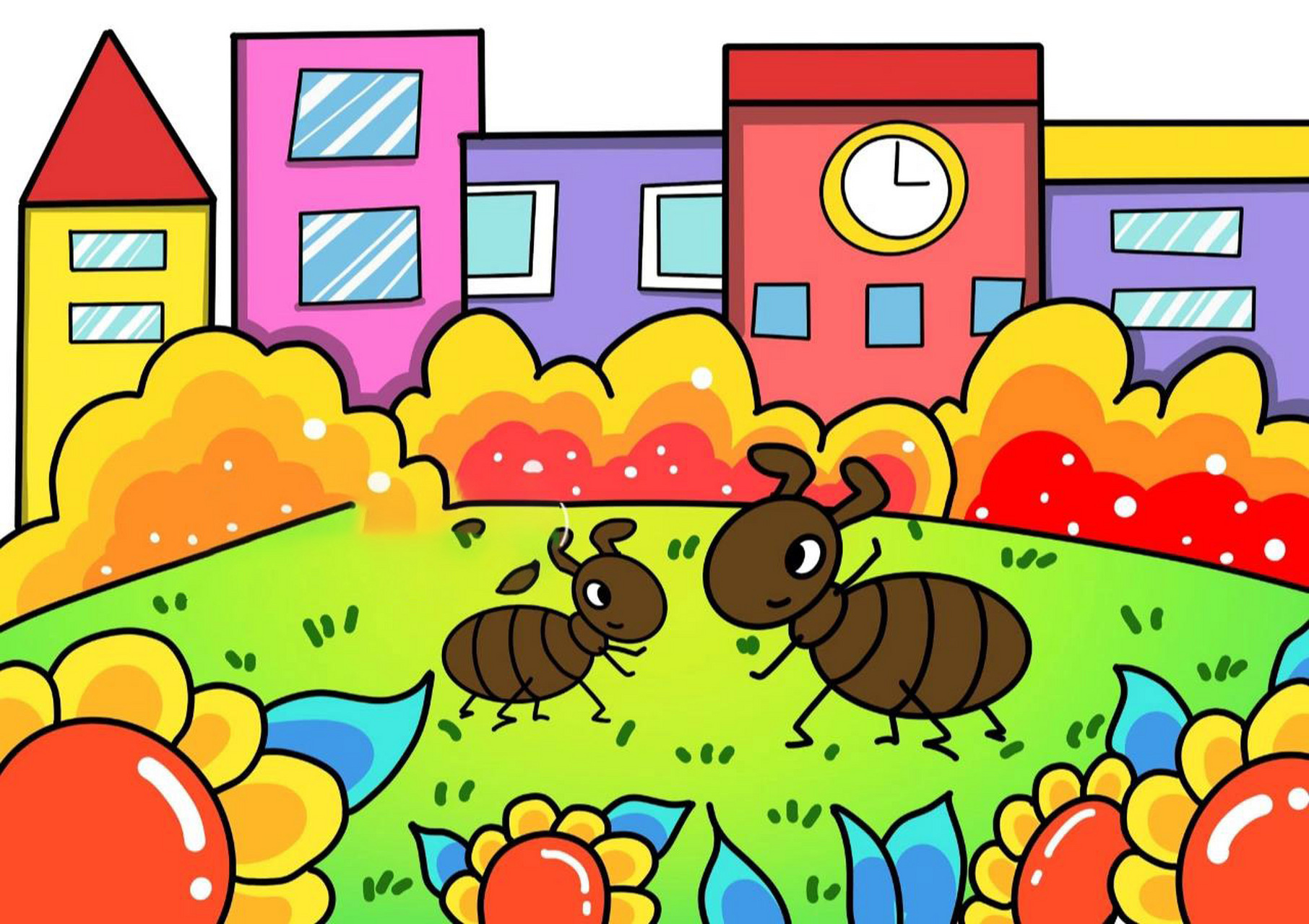 美丽的学校/学画场景/简笔画 美丽的学校,准备给幼儿园到一年级的孩子