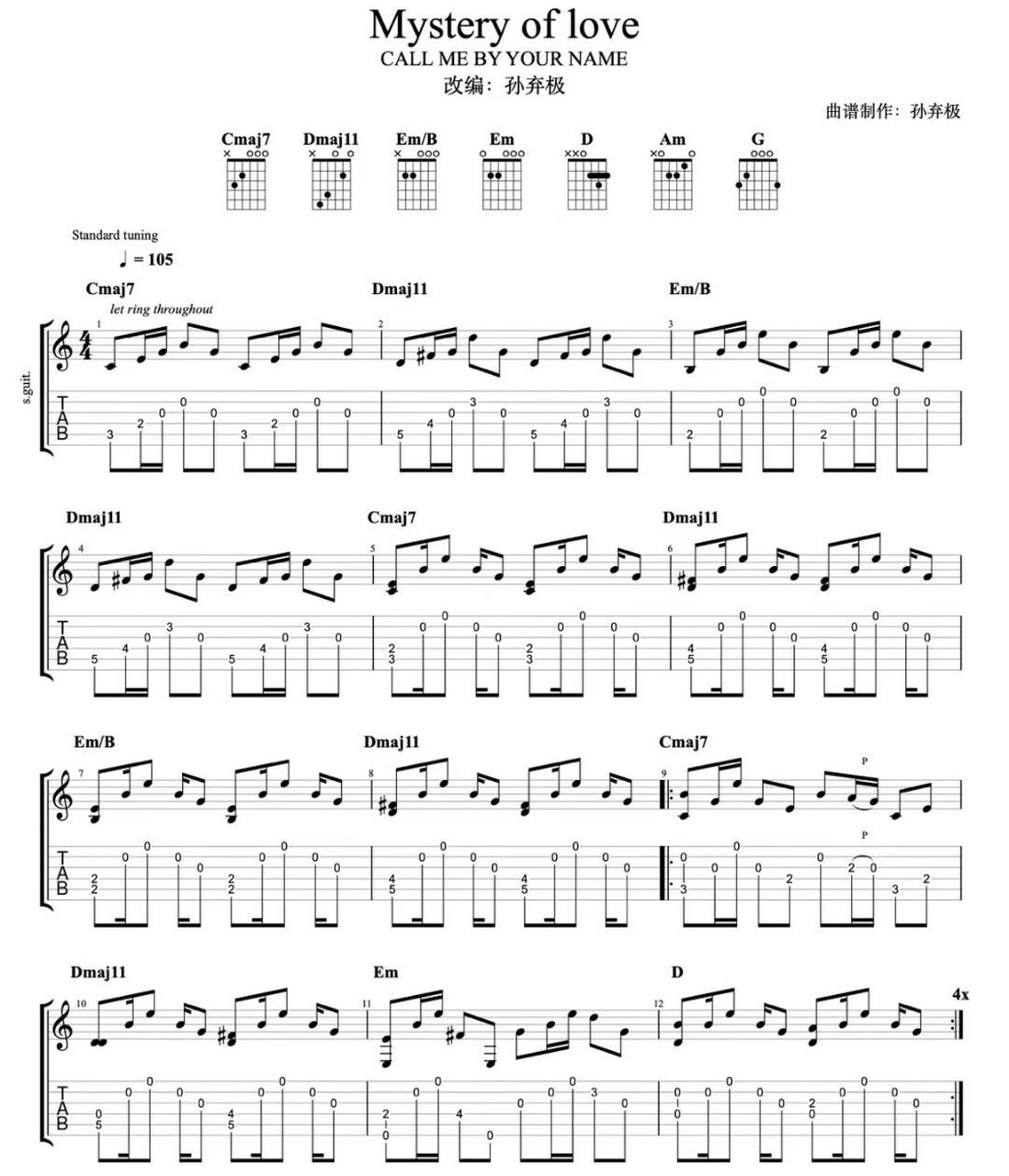 mystery of love前奏吉他谱 #吉他谱