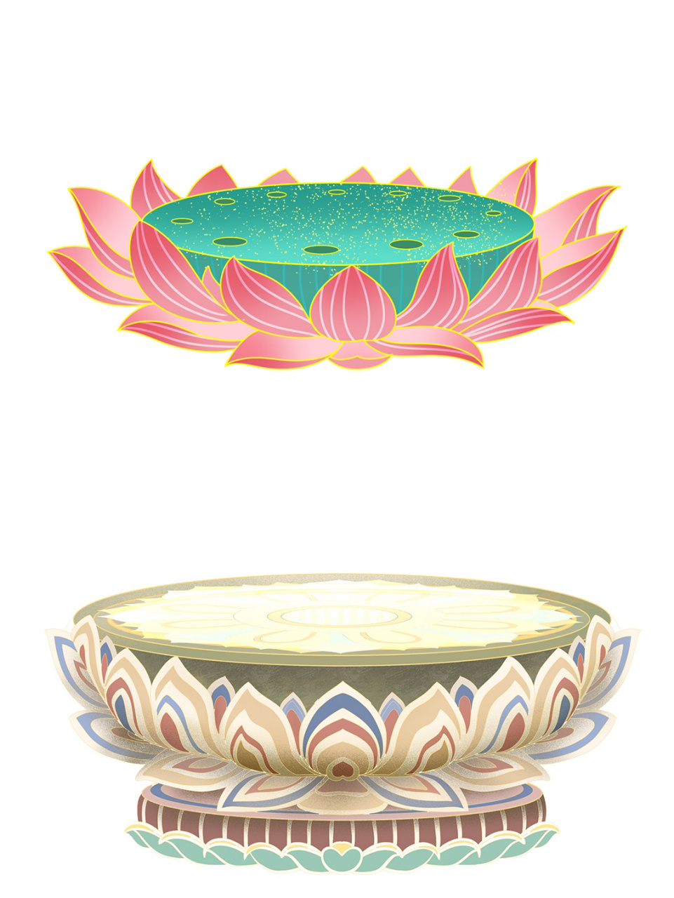 敦煌莲花座97手绘观音佛座97png免扣素 9405中国的传统文化