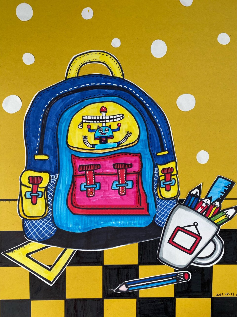 『写生』——我的书包🎒 4《我的罗伯特🤖书包🎒》 工具:铅笔