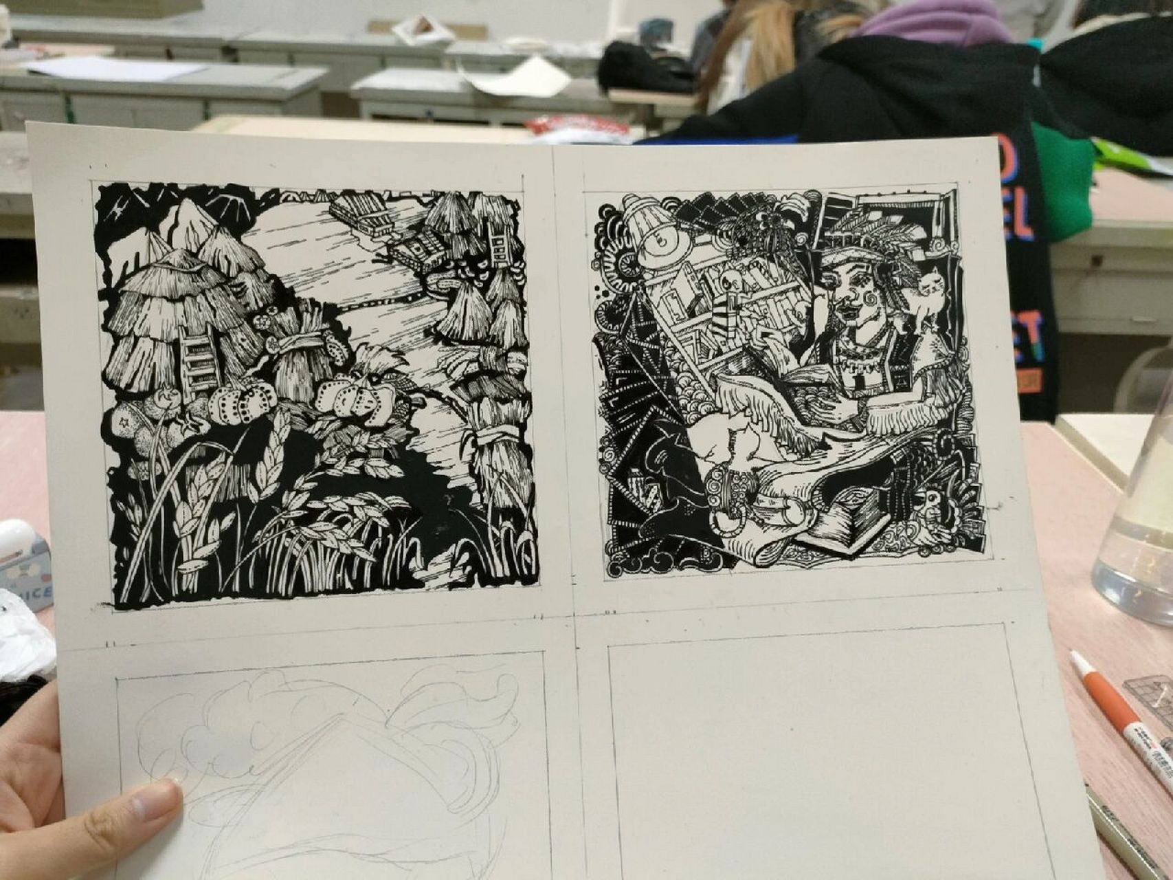 黑白装饰画(风景,人物,植物,动物)