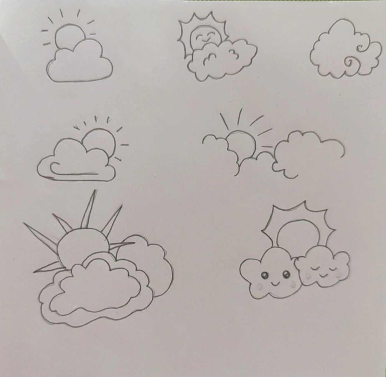 简笔画,白云与太阳