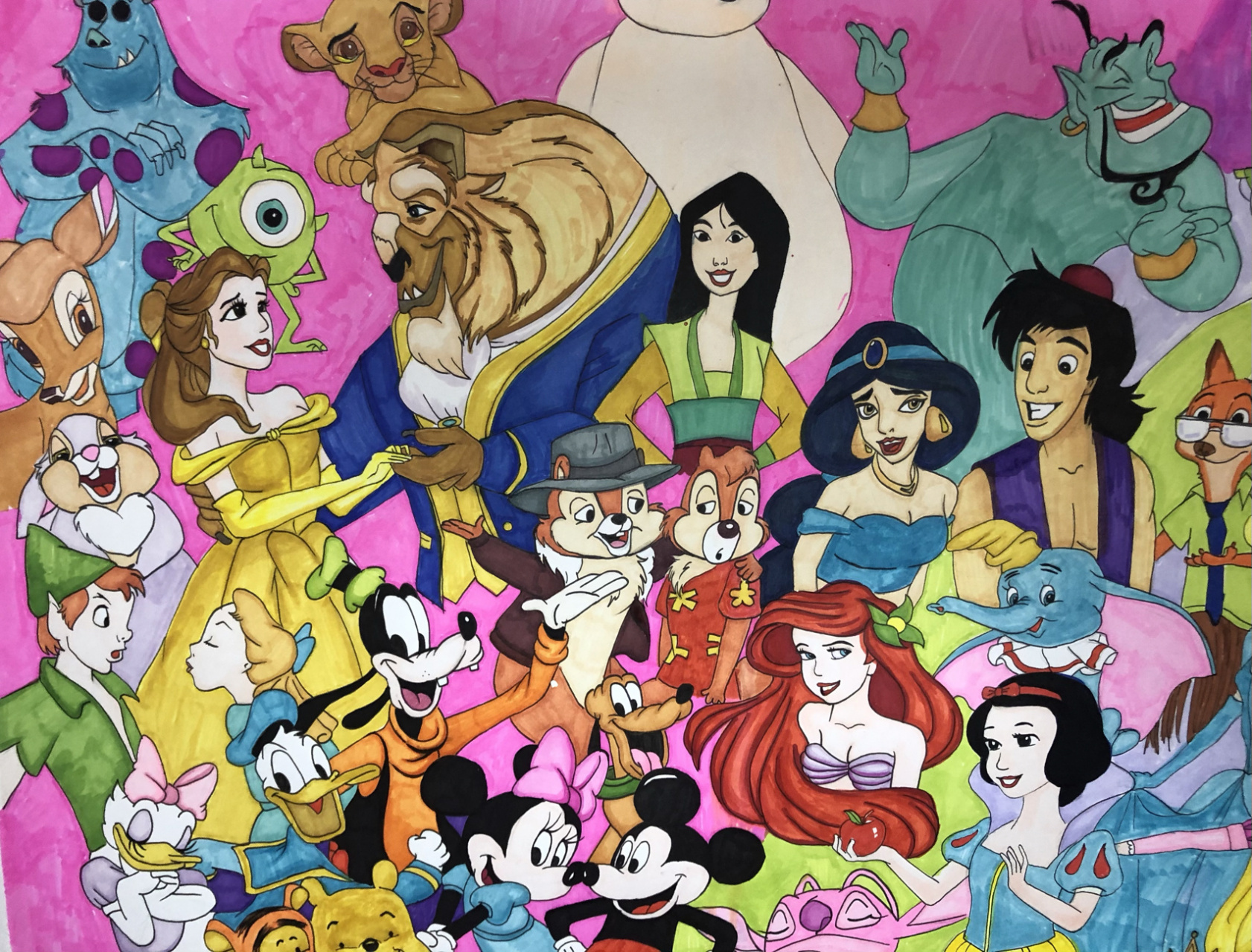 卡通画-迪士尼人物合集96 终于画完了01 第一次数95个 第二次数