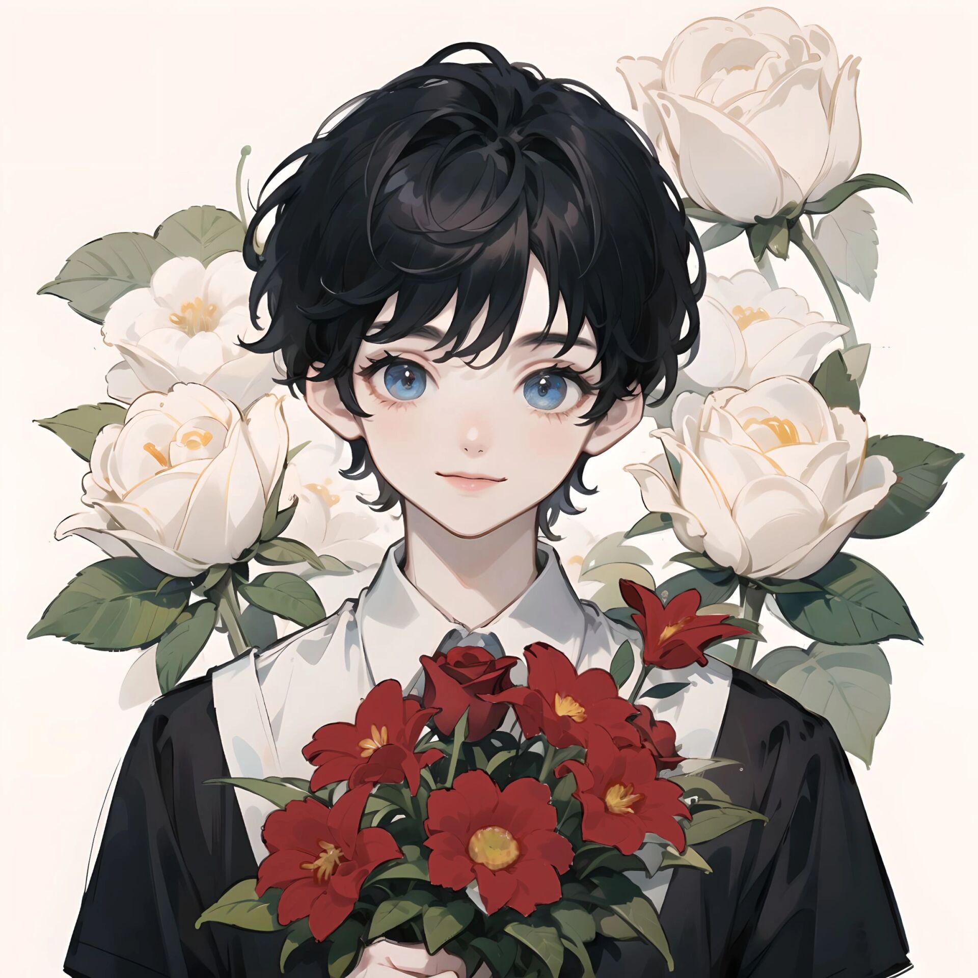 男生抱花系列之红玫瑰             喜欢什么可以留言,意见多的,就看