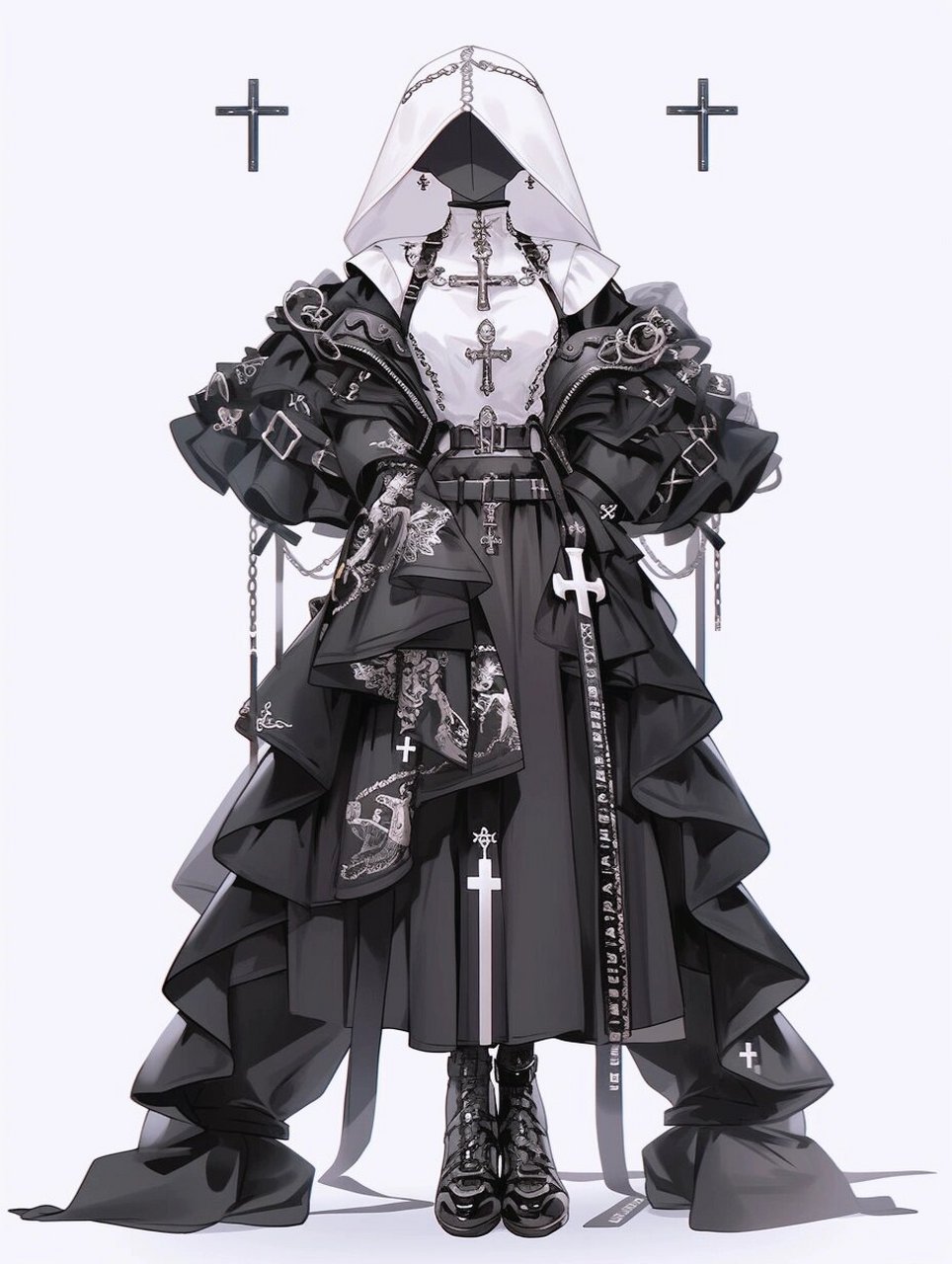 服装设计/修女服/武装  武装修女,mijourney设计生成