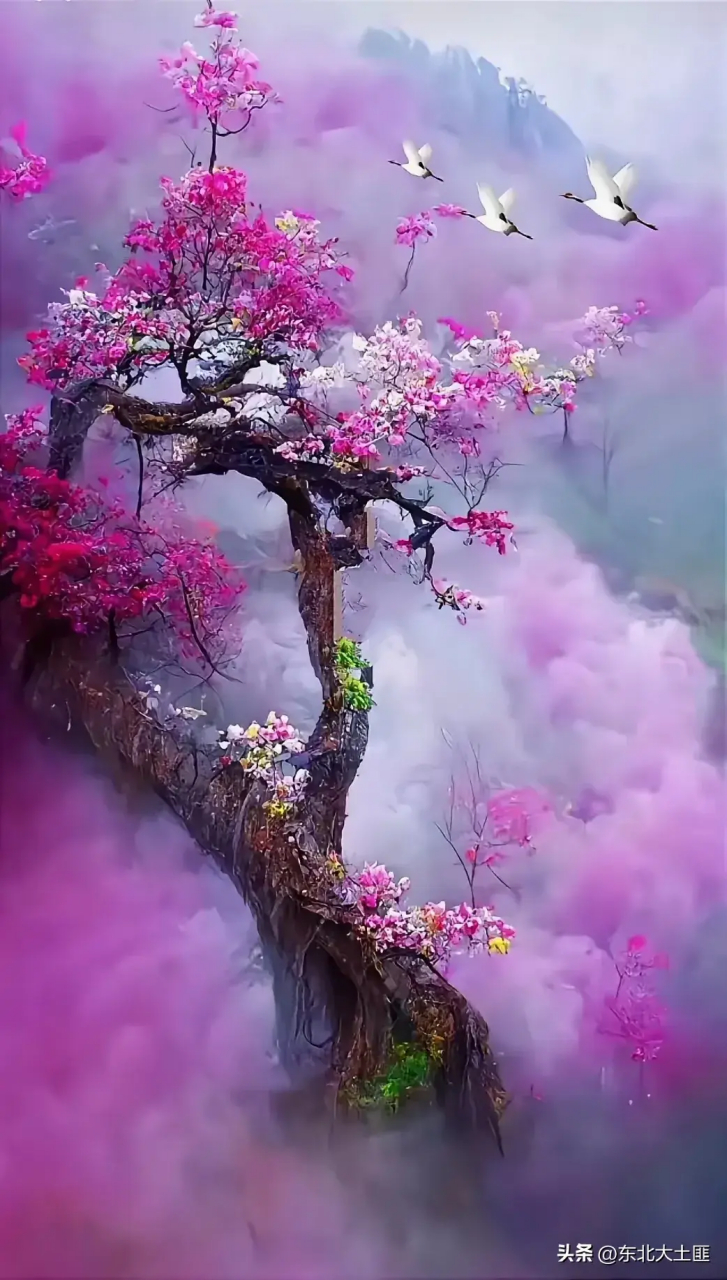 桃花盛开,春色满园.
