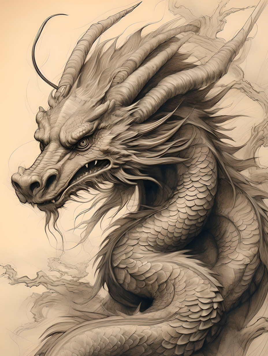 素描龙ai生成达芬奇风格龙素描图分享