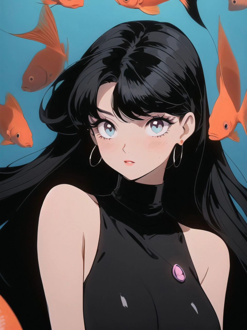 旧漫头像|复古甜酷小姐姐和小金鱼 手机壁纸9:16哦