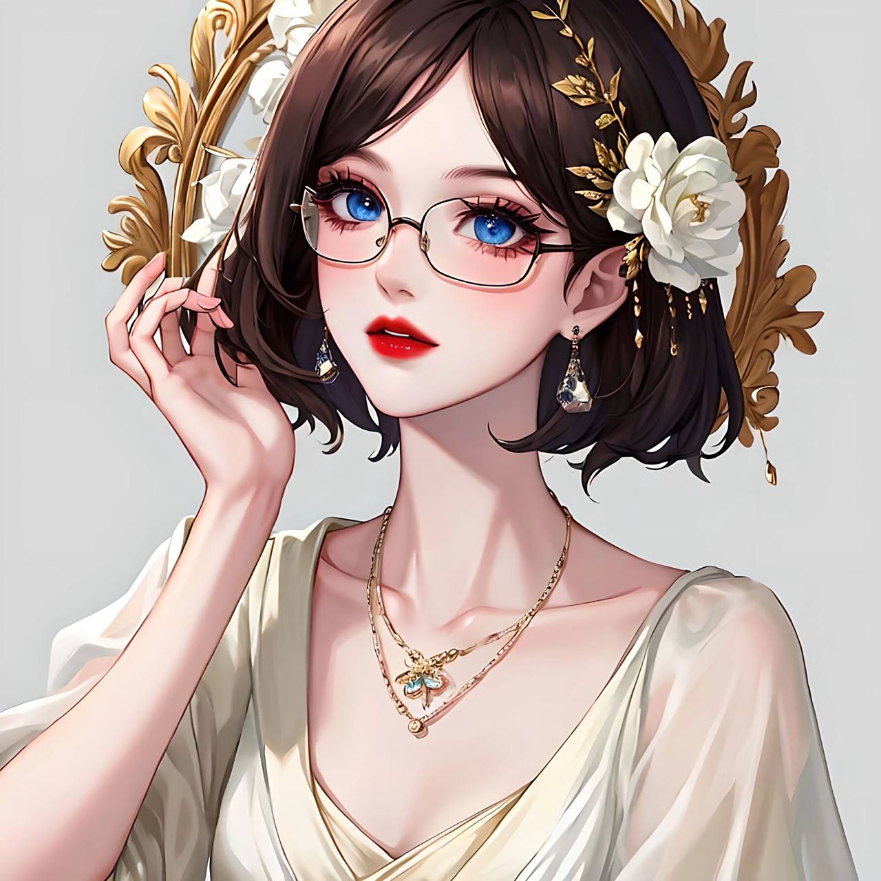 短发戴眼镜女生头像|清冷感头像