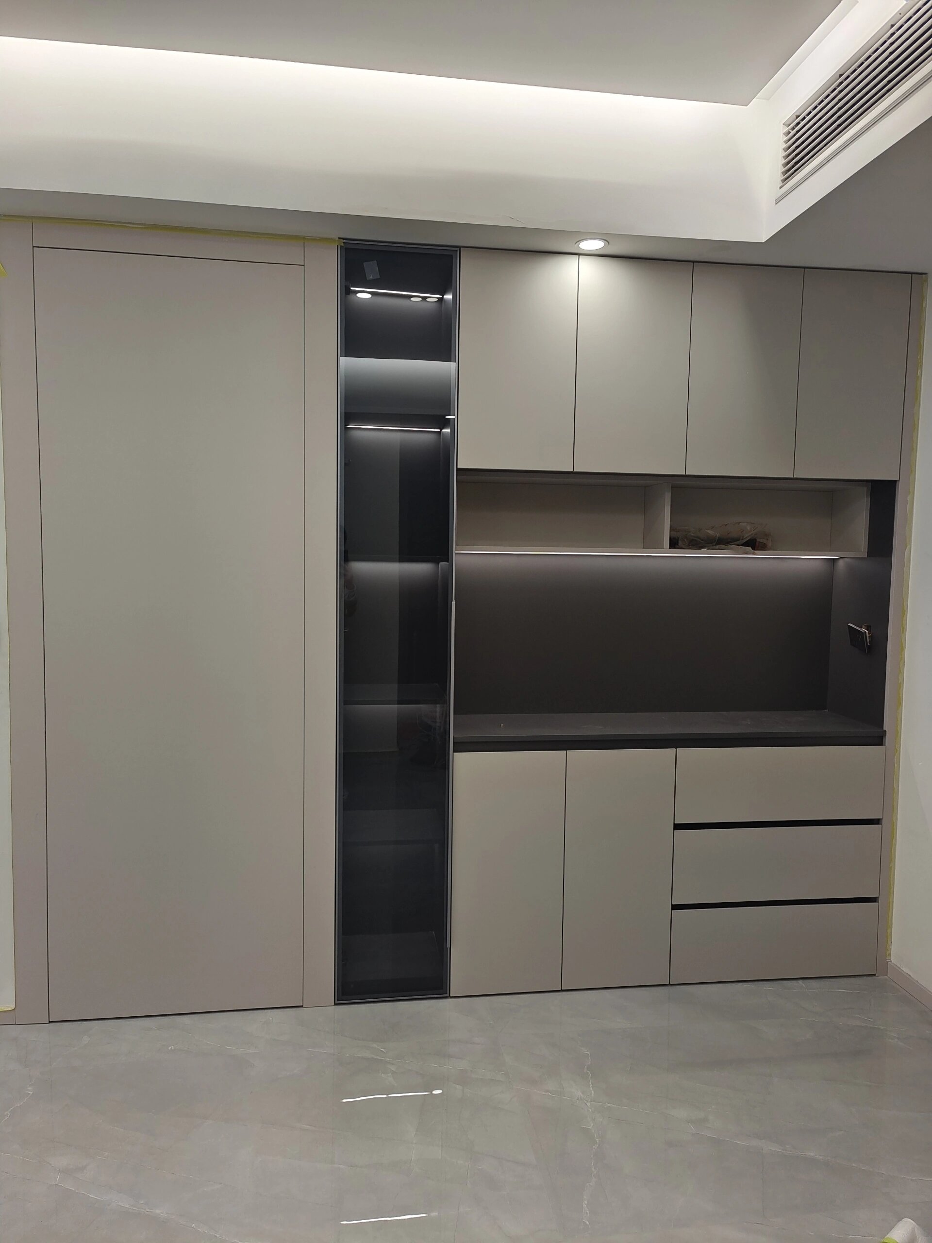 隐形门落地实拍门墙柜一体定制效果💯 绍兴柯桥公元2020极简轻奢风