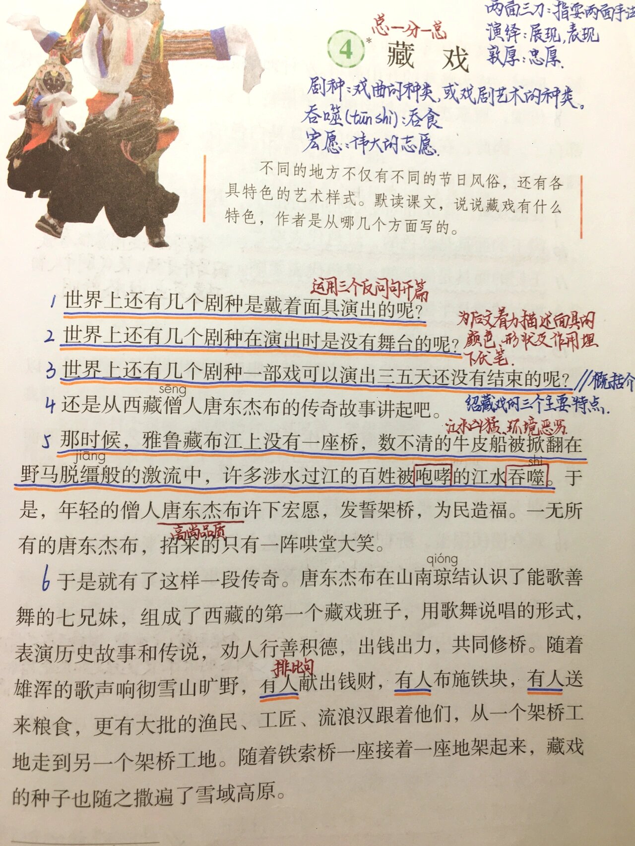 藏戏课文课堂笔记图片