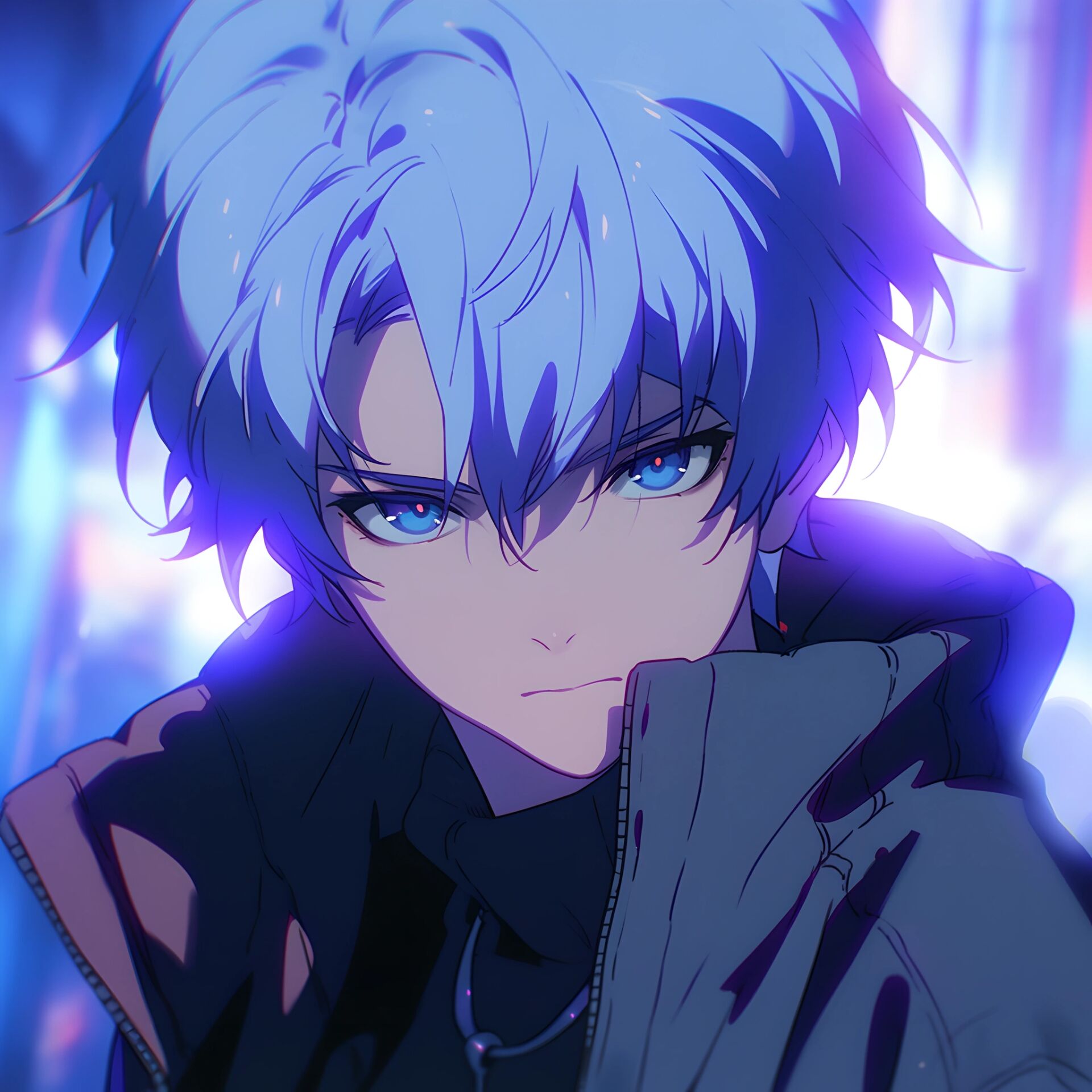 蓝发少年动漫头像