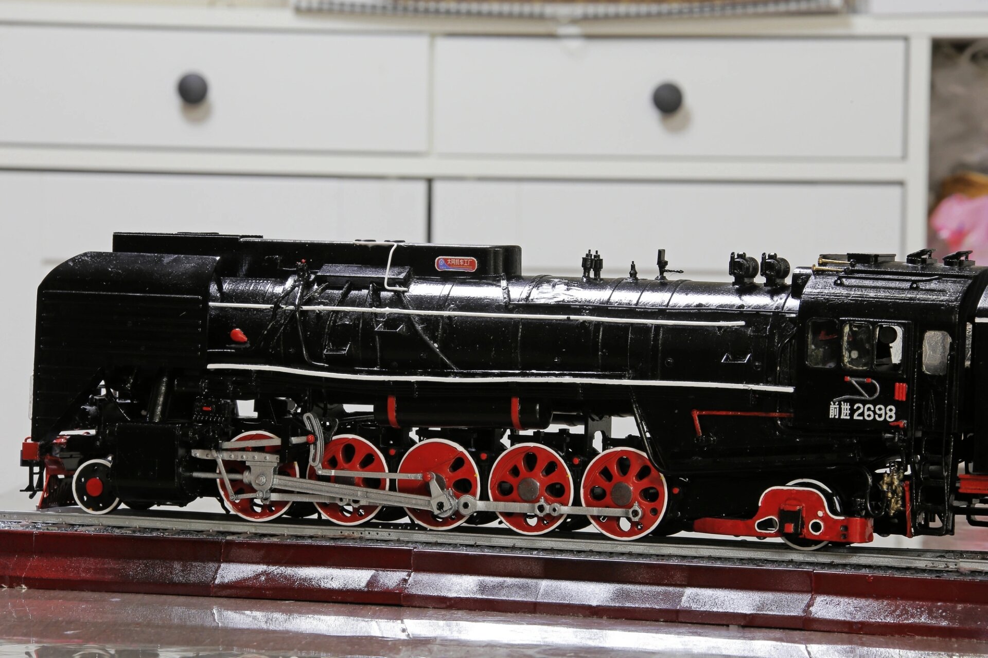 自制蒸汽机车模型      	 自制1:35前进型蒸汽机车静态模型 	 可接