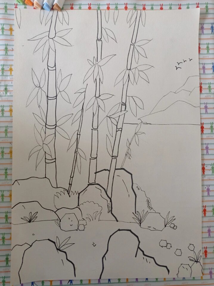 诗配画# 竹石 马克笔07@哈哈爱读书的动态