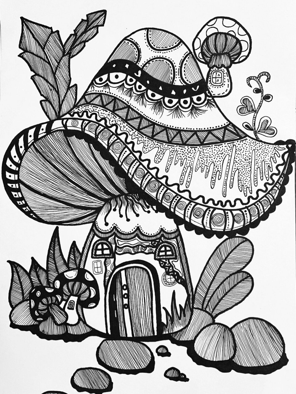 黑白线描 | 蘑菇黑白线描