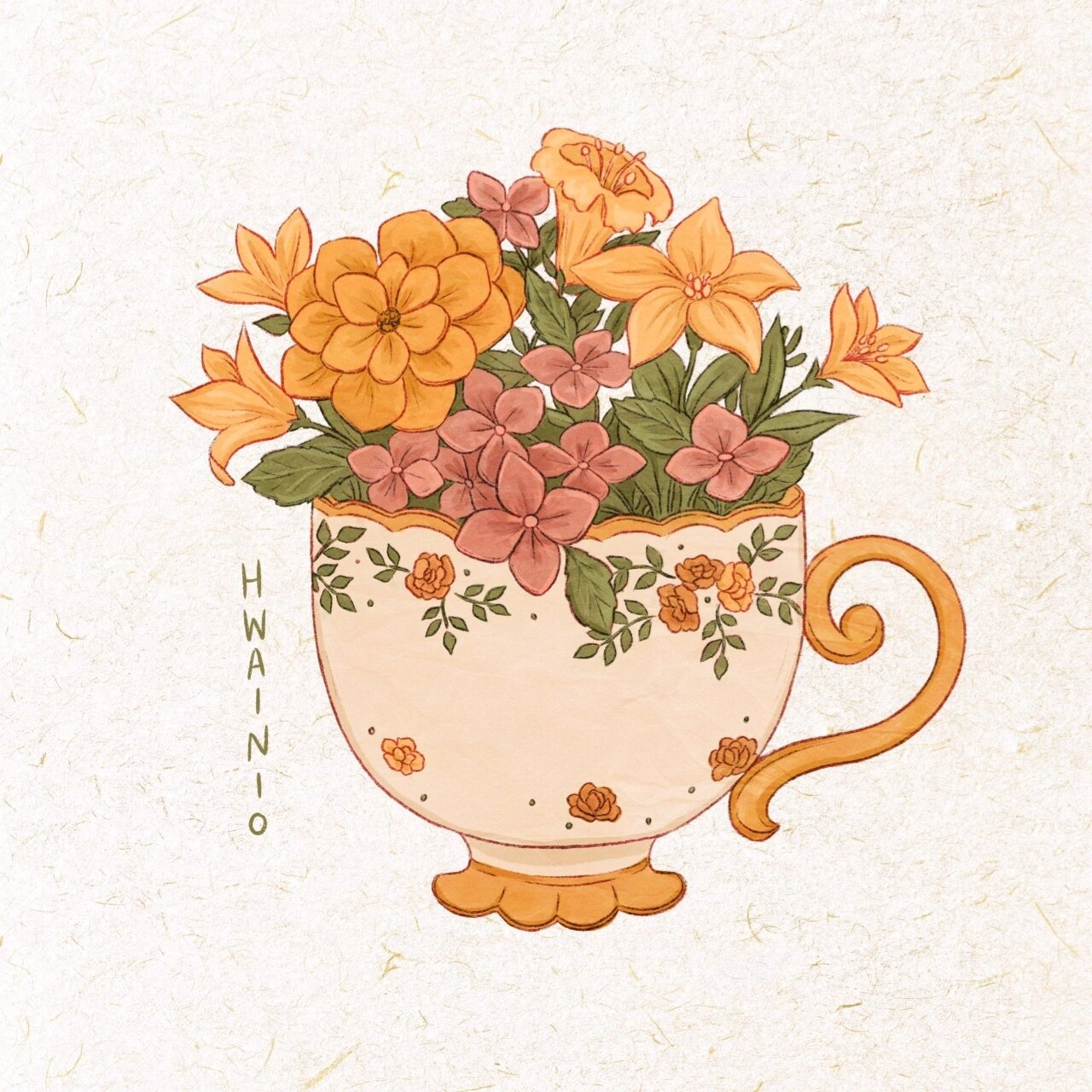 插画素材|96复古茶杯临摹素材～ hanna wainio(hwai