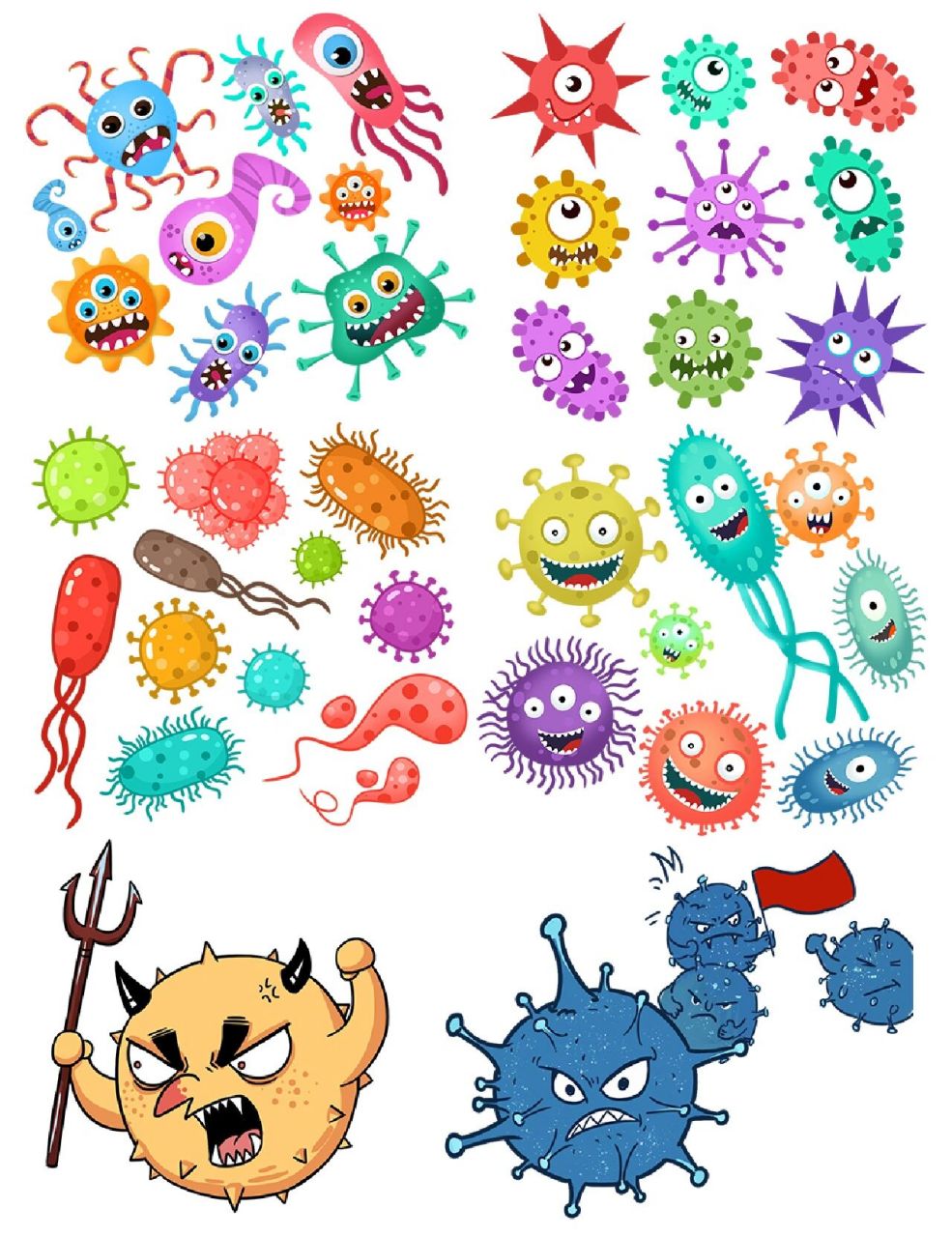 绘画素材‖病毒细菌卡通手绘合集 04040404 难得出一次门