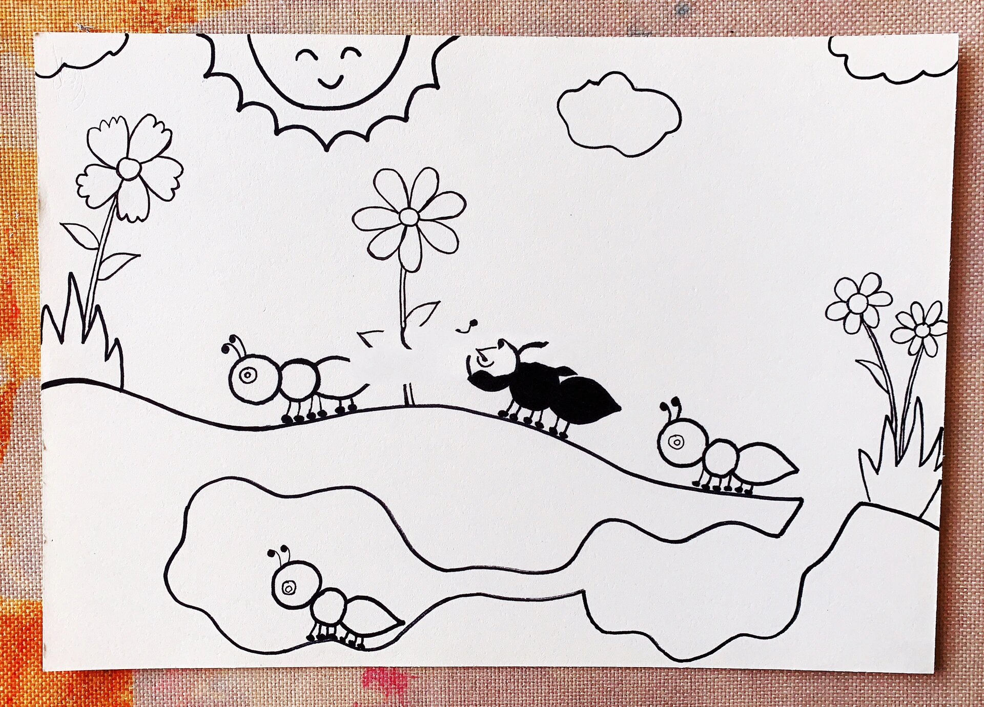 蚂蚁搬家儿童画