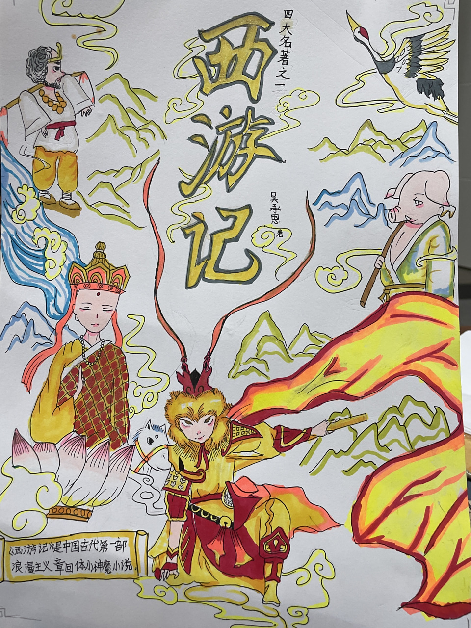 西游记海报绘画,四年级五年级阅读,手抄报 西游记阅读绘画