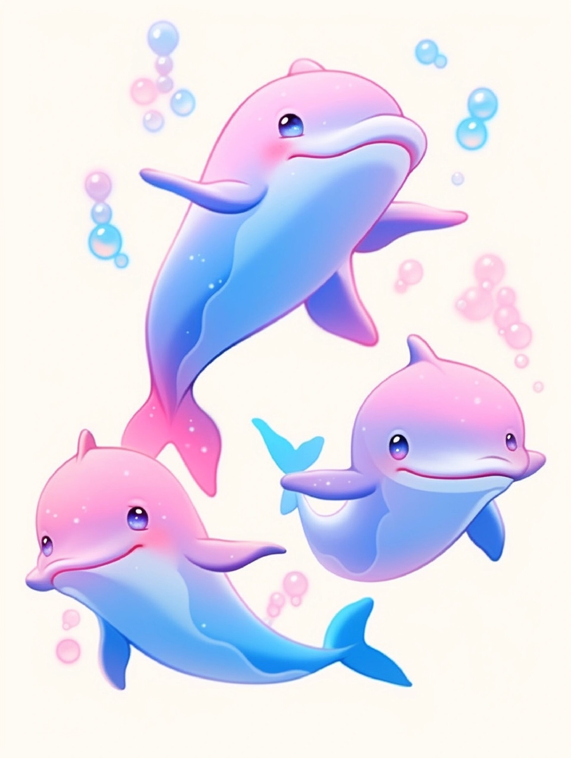 海豚一家三口其乐融融.