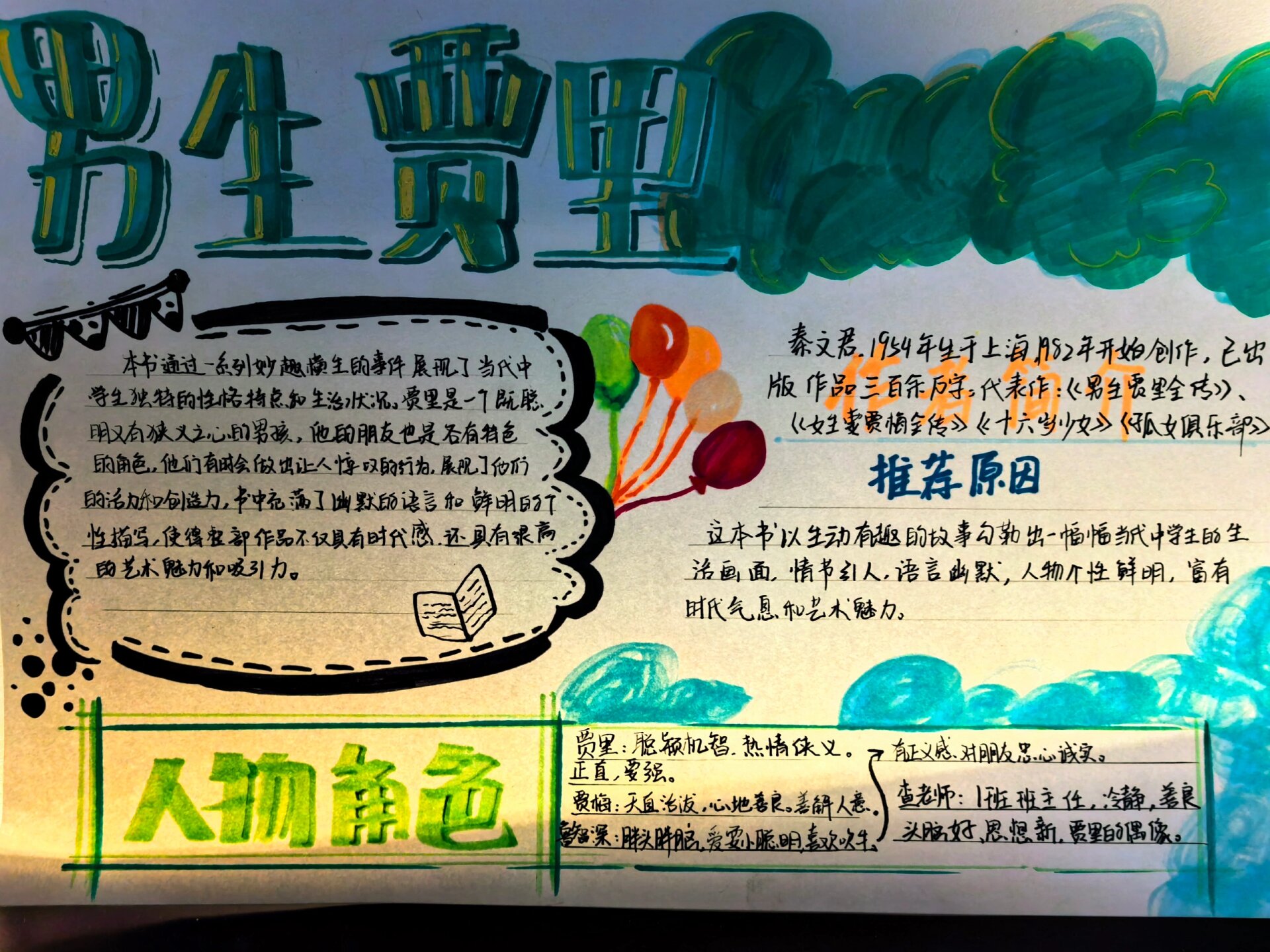 男生贾里手抄报,有手就hán行