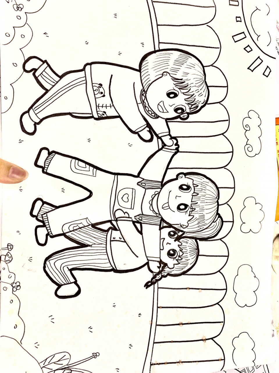 幼儿主题画简笔画之玩游戏 捉迷藏 老鹰捉小鸡 一起来玩游戏 ps:小