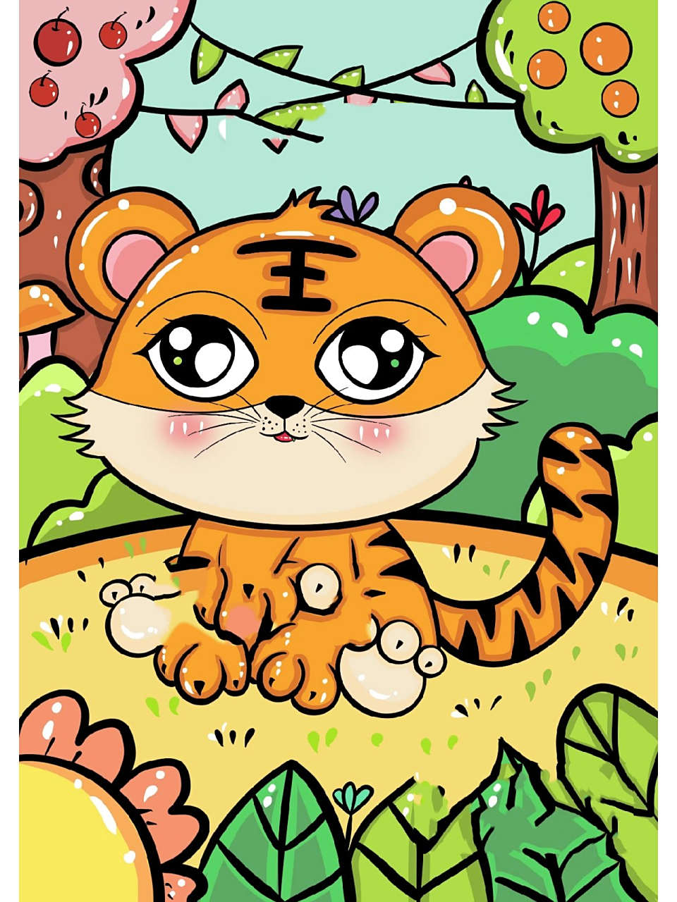 创意美术老虎儿童画 可关注,待更新 可评论,要无水印原图 动物系列之
