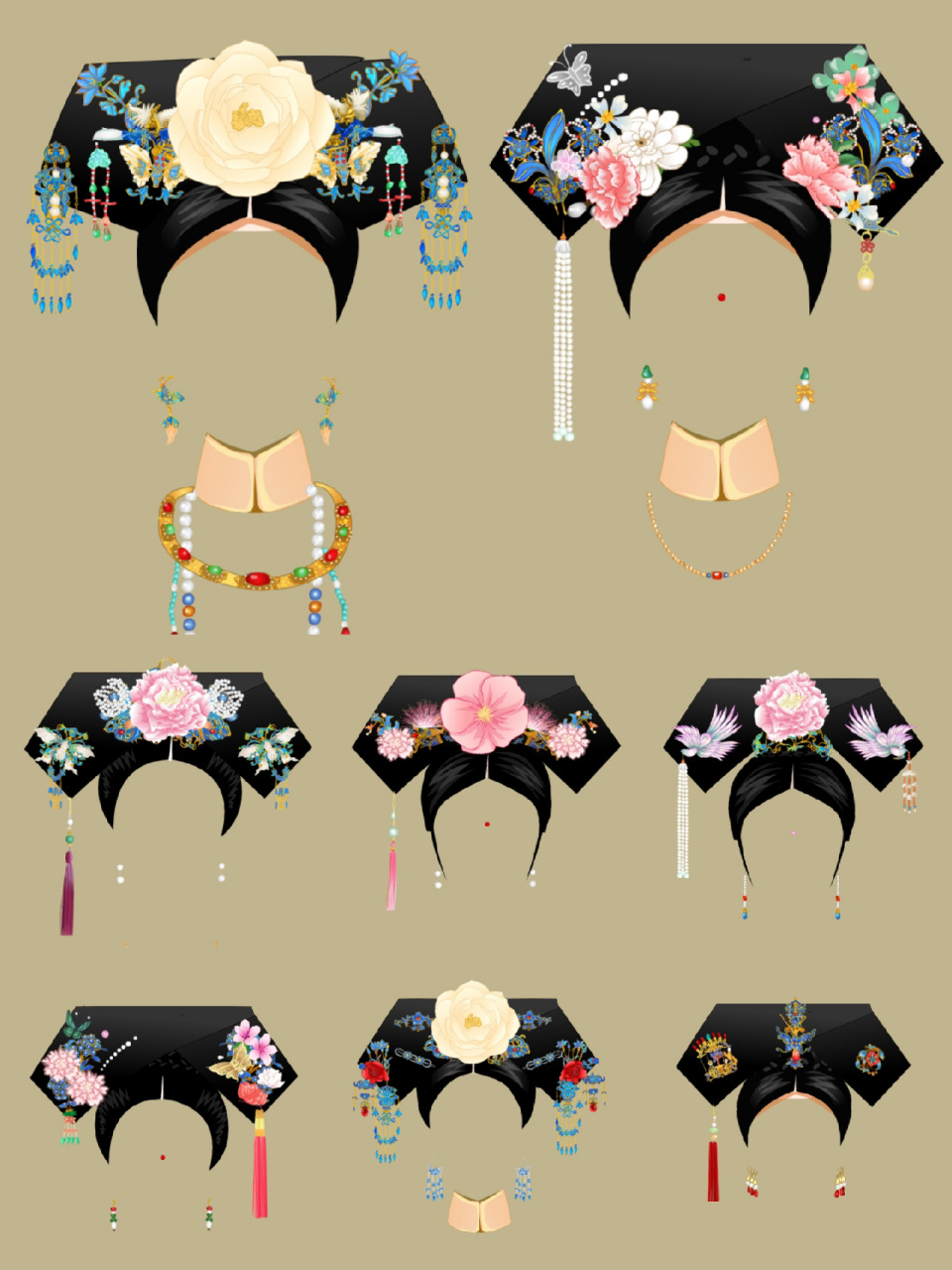 彩虹堂打卡23|清朝旗头合集-4