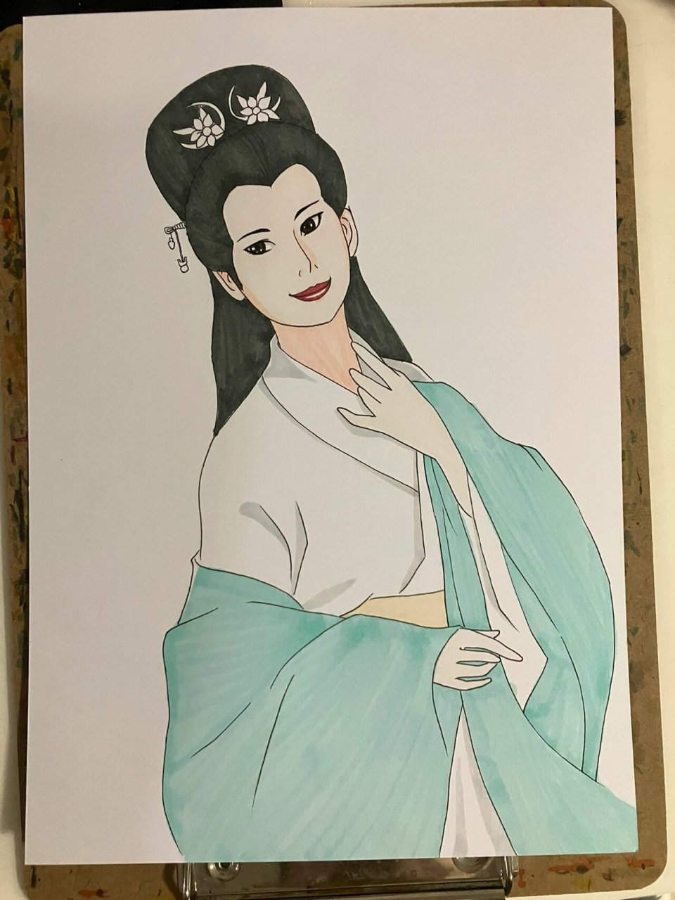 白娘子素描彩铅画图片