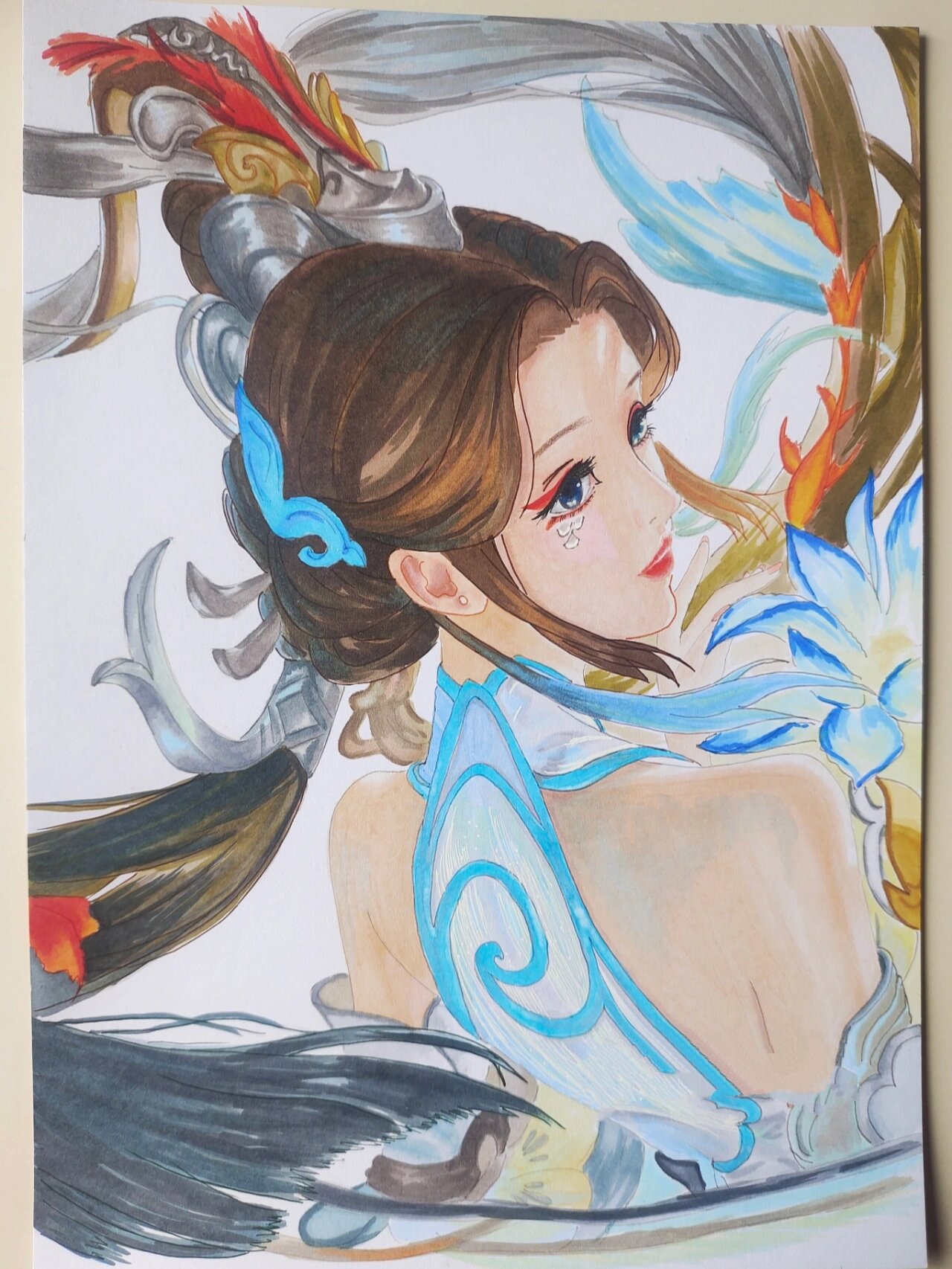 手绘 王者荣耀大乔|白鹤梁神女 附步骤线稿