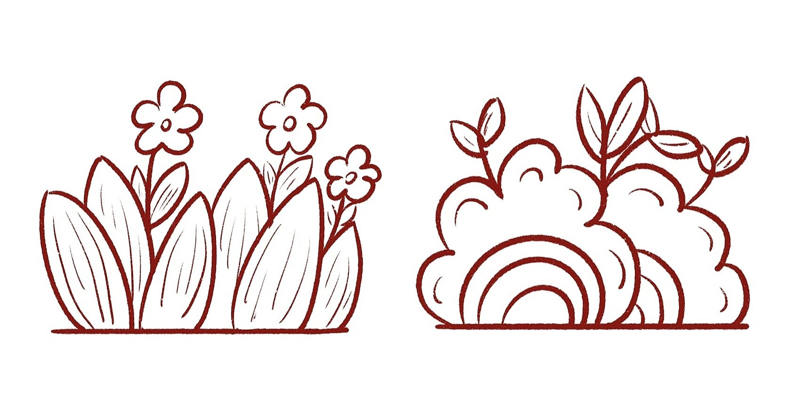 简笔画|草丛简笔画 可可爱爱的草丛大家快画起来呀!