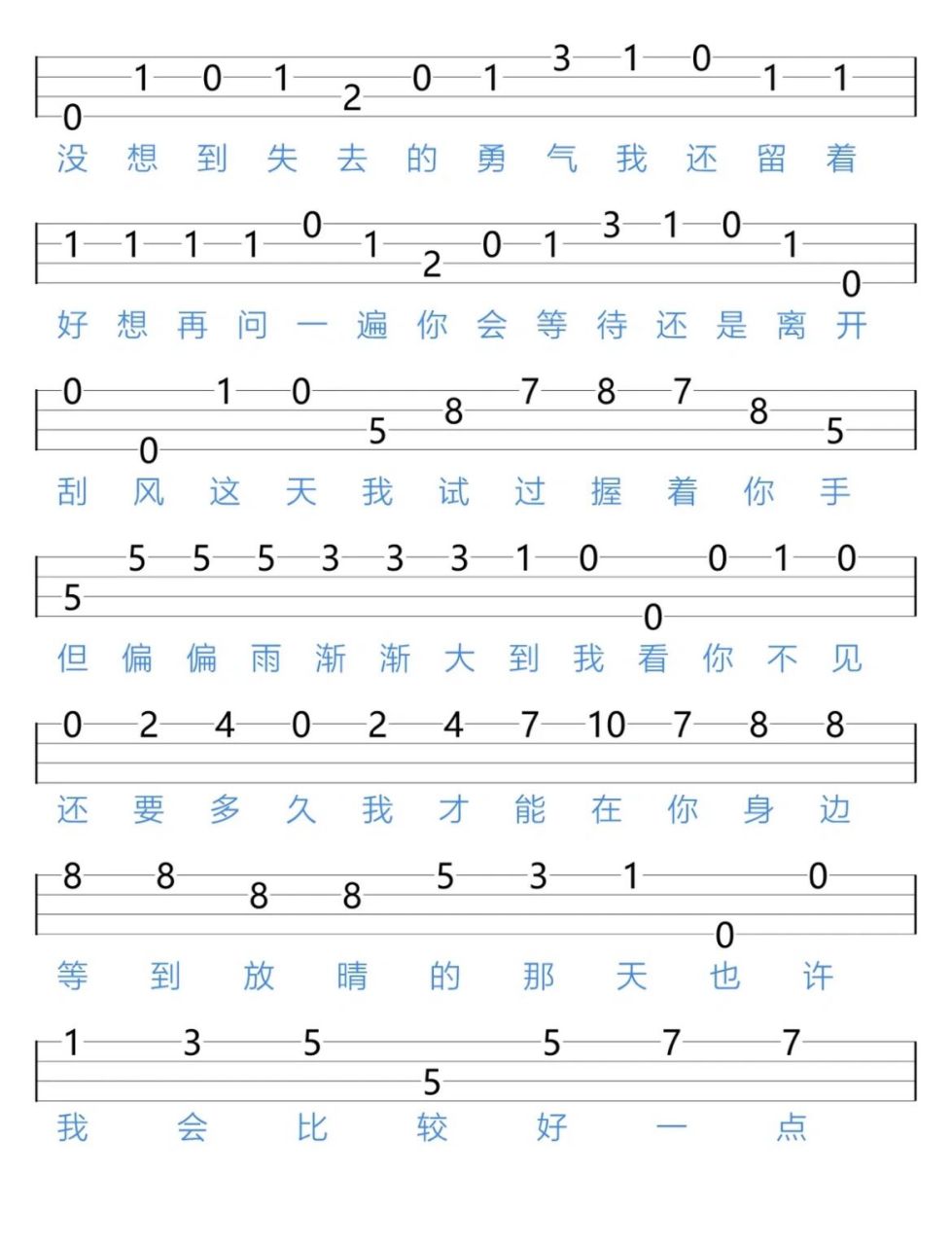 周杰伦晴天尤克里里琴谱 周杰伦琴谱周杰伦尤克里里琴谱周杰伦晴天