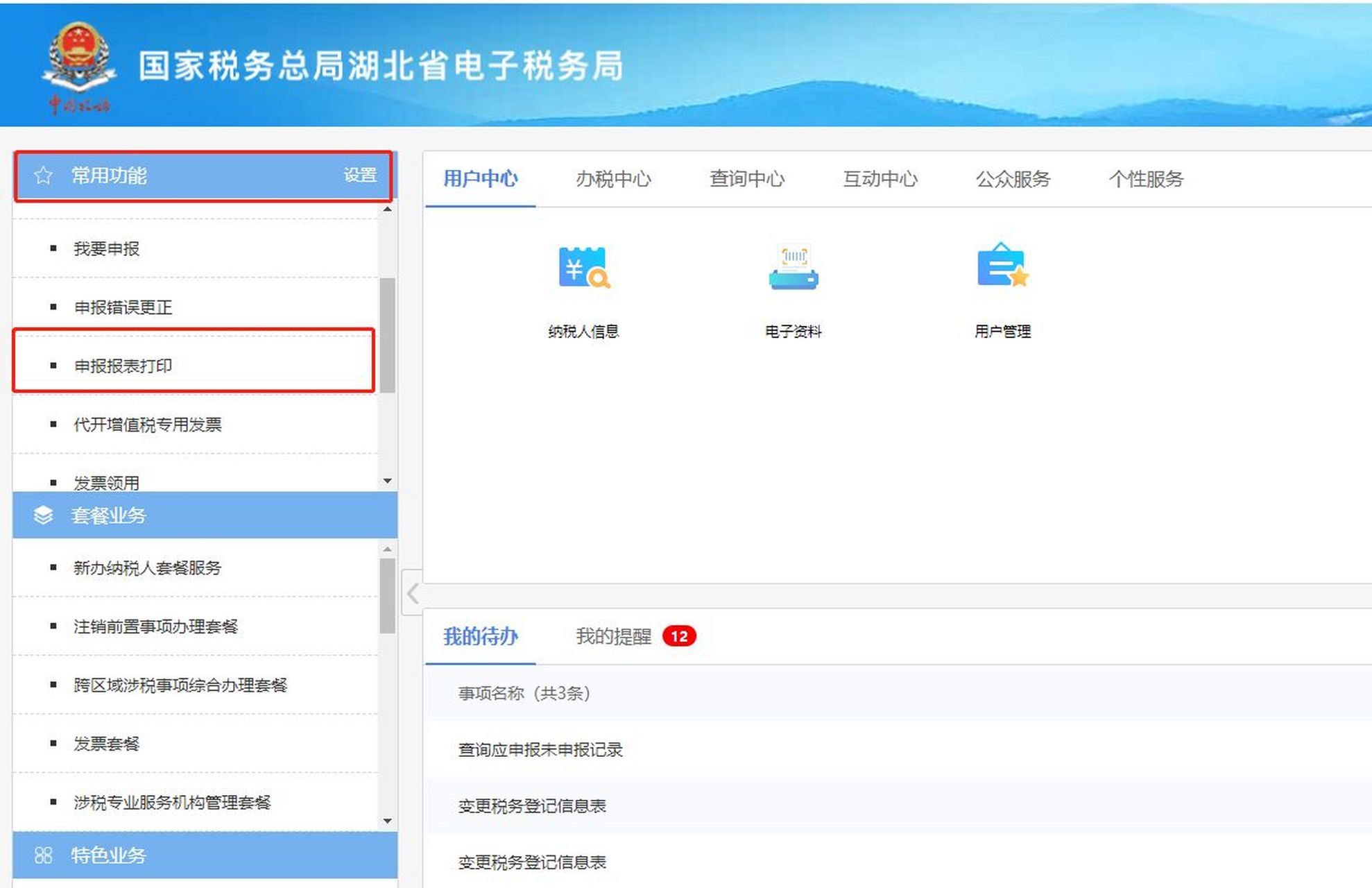 电子税务局打印申报报表和财务报表操作步骤 1.登陆进入电子税务局 2.