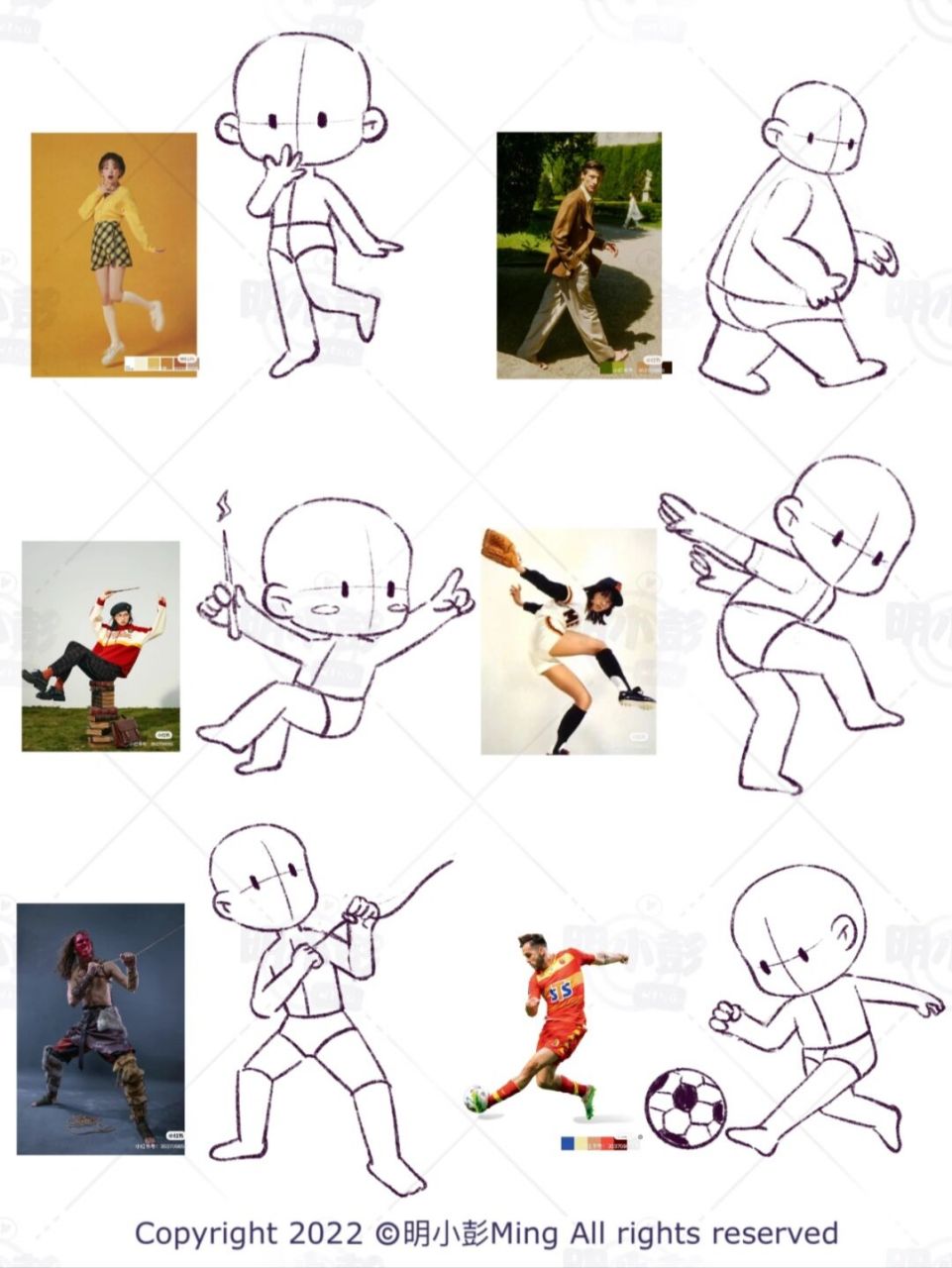 零基础人体动态速写|人体结构练习分享 这样的可爱小人谁能不爱?