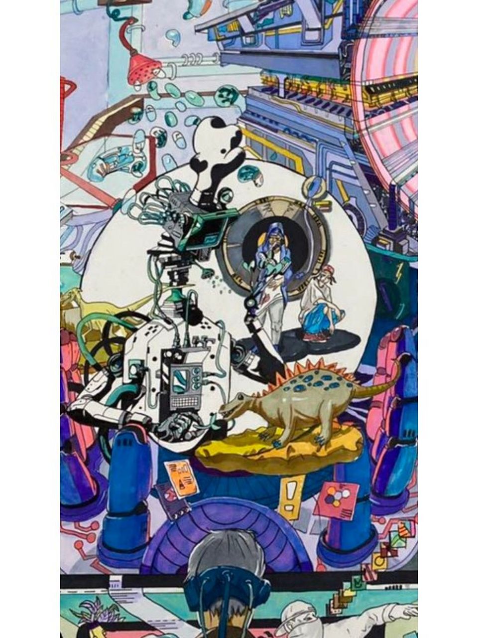 杭州市科技节科幻画一等奖《多维体时代》 当人类将步入多维体时代,将