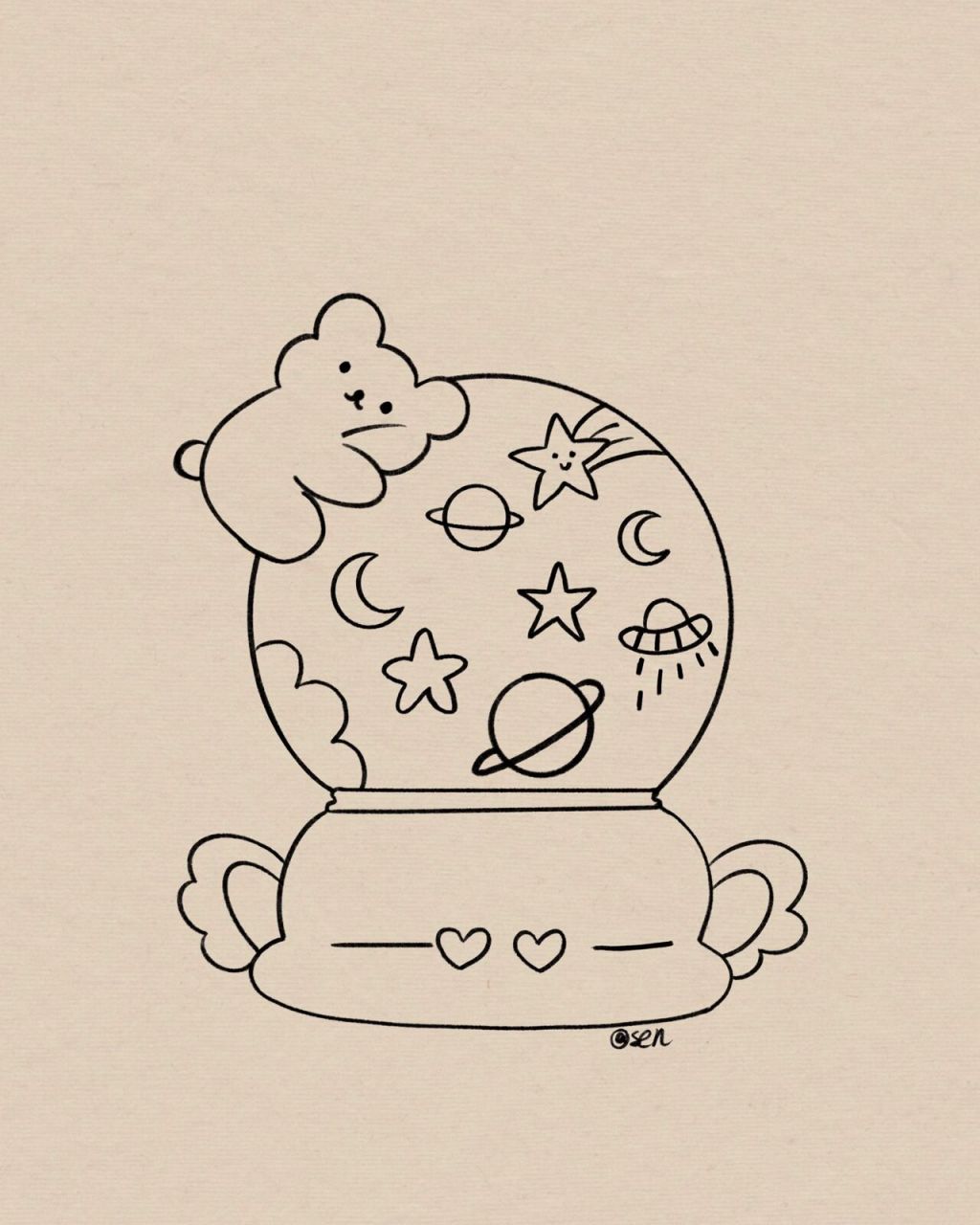 水晶球简笔画|附过程 临摹