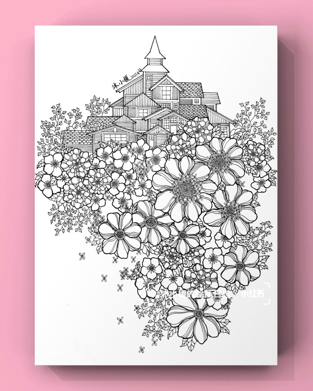 【黑白线描装饰画】