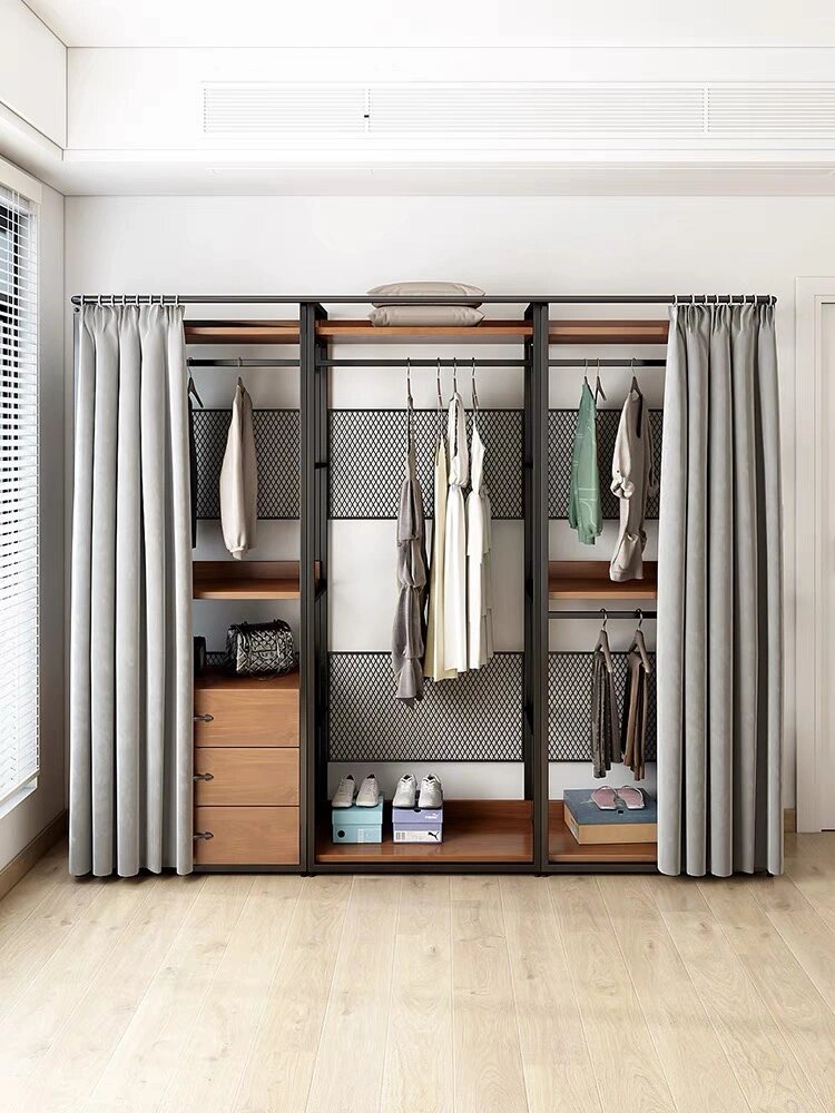 步入式衣柜架衣帽间置物架金属铁艺开放式