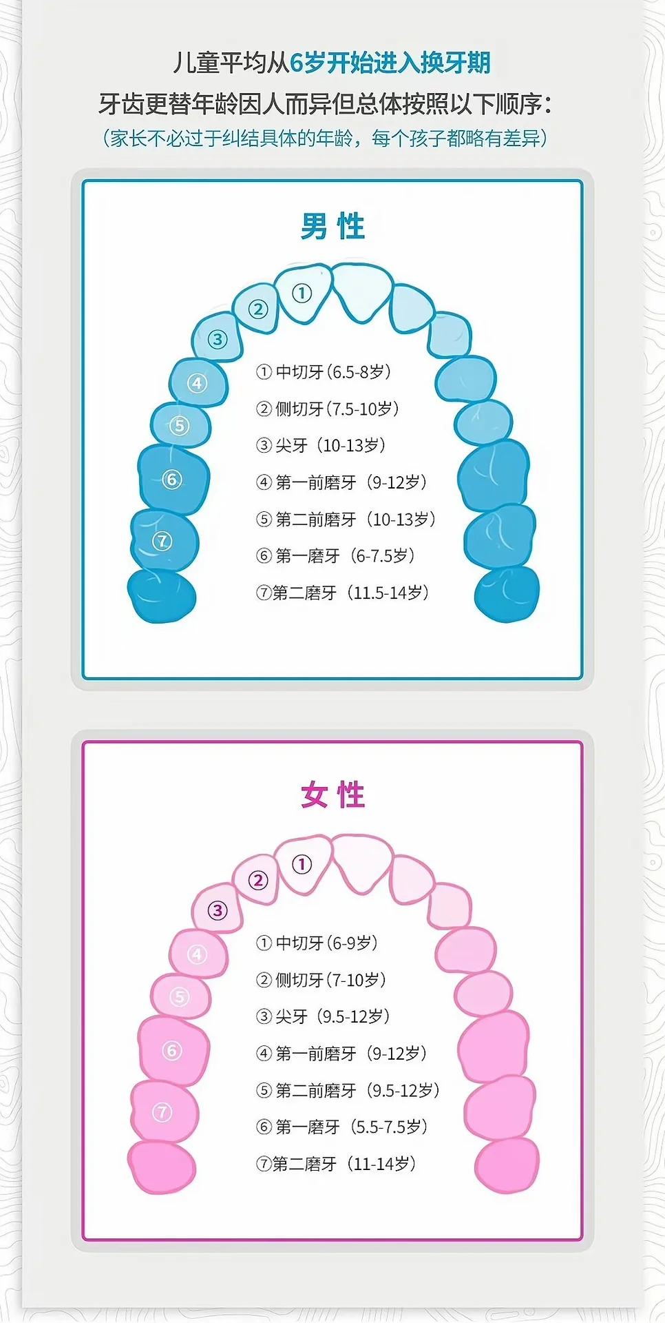 父母必修课—孩子换牙的年龄段 很多家长对于孩子的牙齿生长和脱落