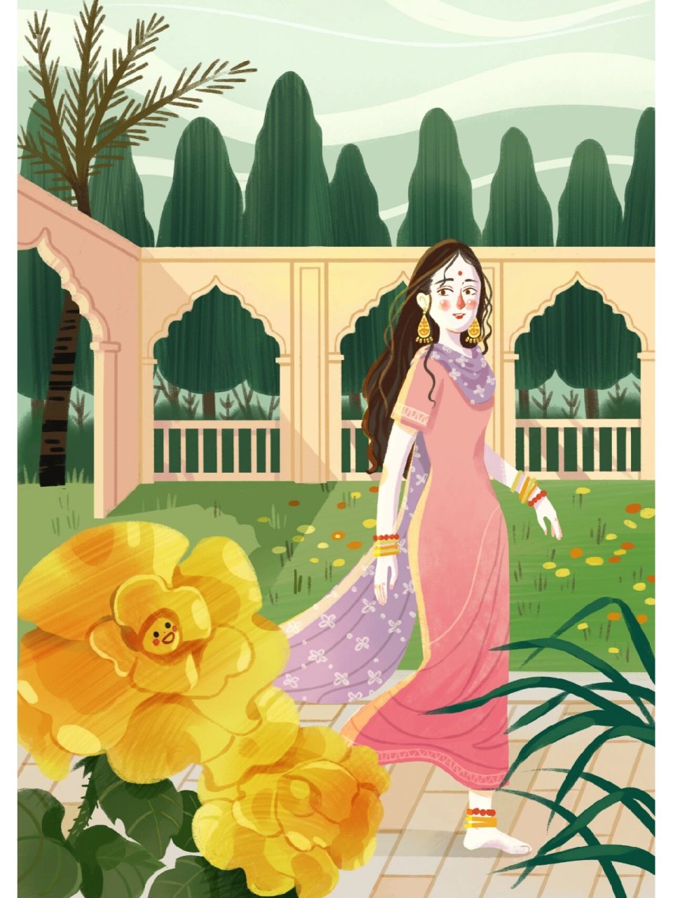 原创插画 | 泰戈尔的诗《金色花》 假如我变成了一朵金色花,为了好玩