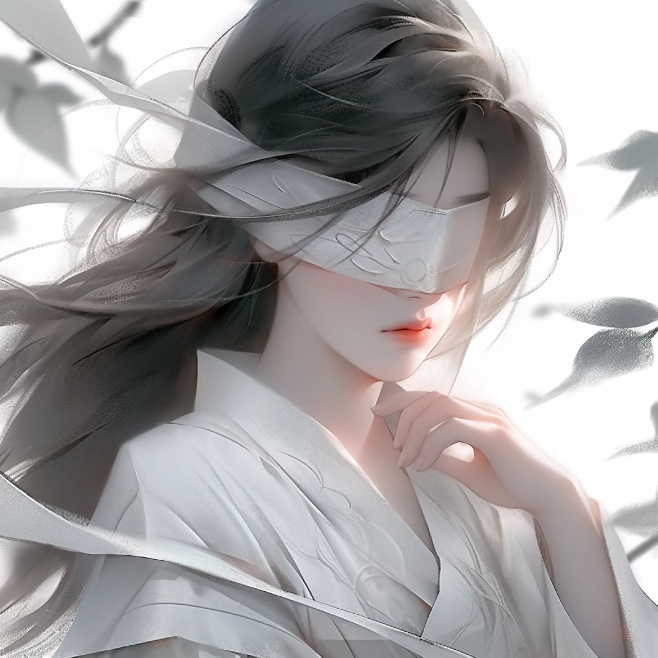 是你喜欢的类型吗?‖古风动漫头像 黑发 蒙眼,绝配