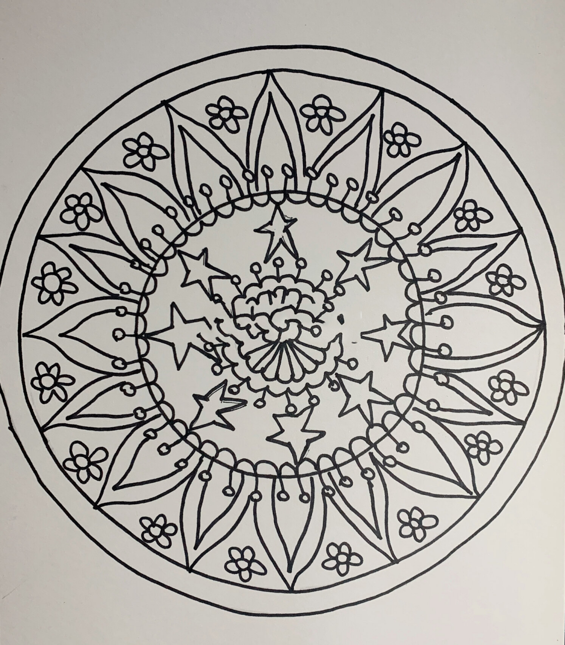万花筒绘画#96团花设计#圆形对称花卉图案
