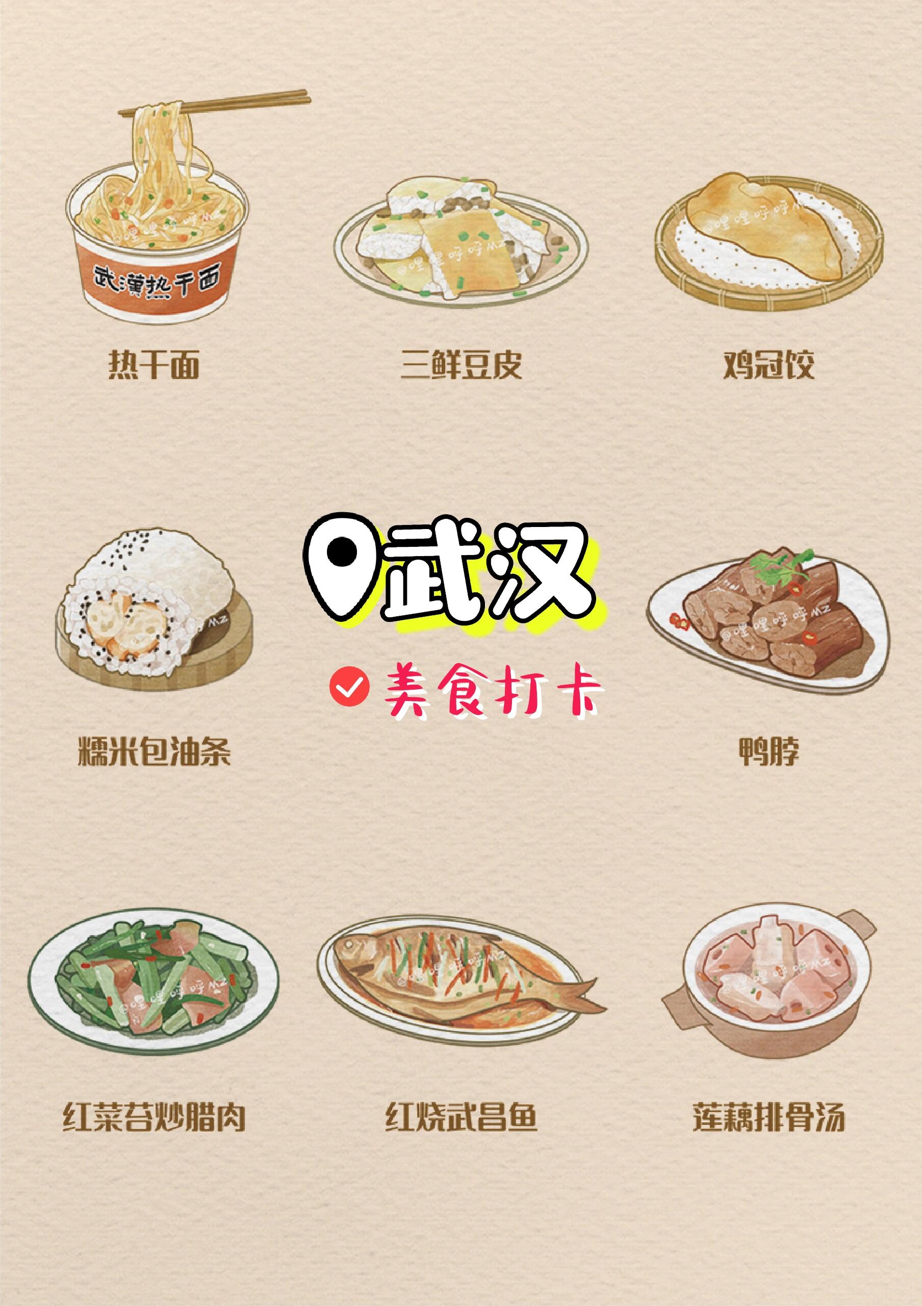 96手绘武汉8道传统美食,属于武汉的记忆