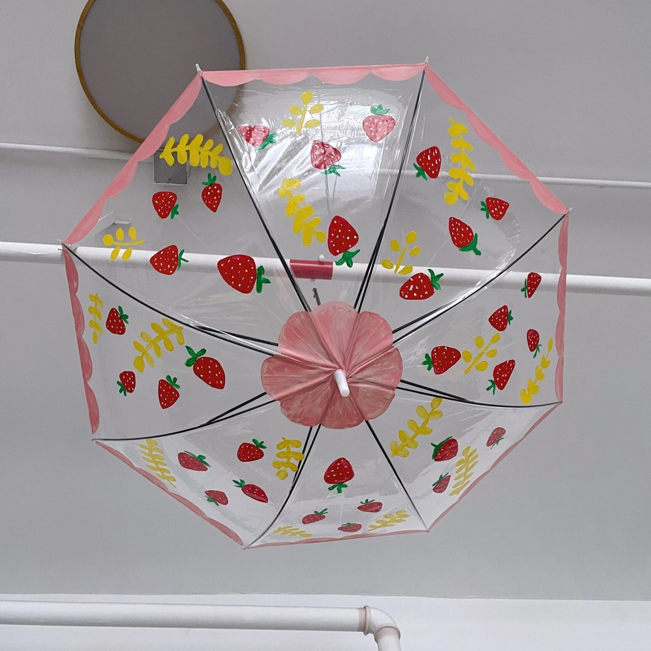 手绘透明伞🌷 #透明伞# #手绘透明伞# #diy# 	 #手绘雨伞# #幼儿园