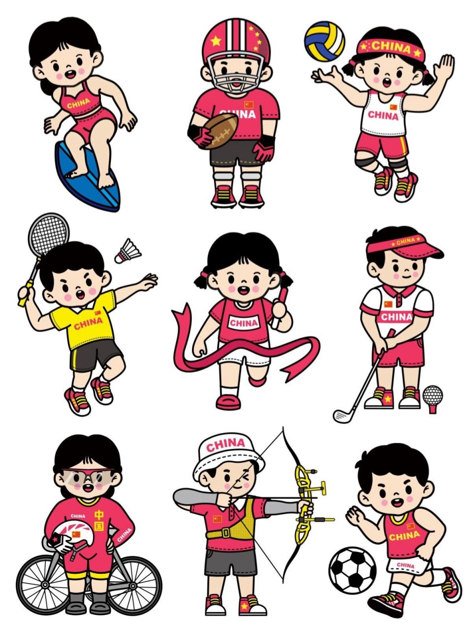 奥运会项目插画集合2 东京奥运会结束了, 	 中国代表团取得了非常棒