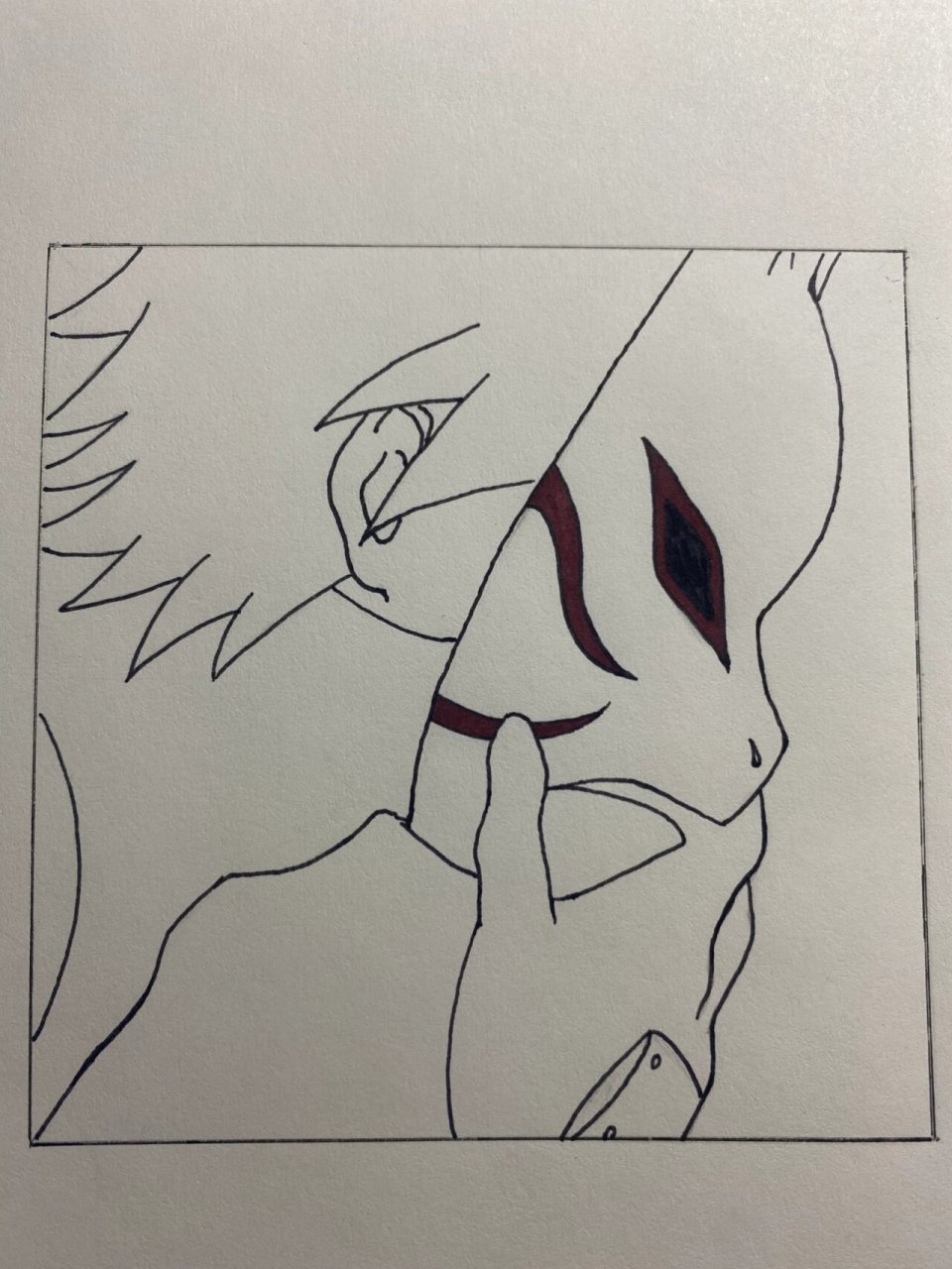 临摹|手绘黑白画|暗部卡卡西(附线稿)