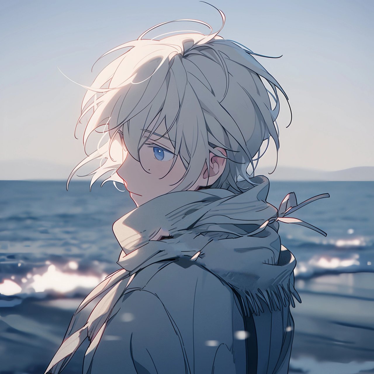 动漫头像|白发男头5.