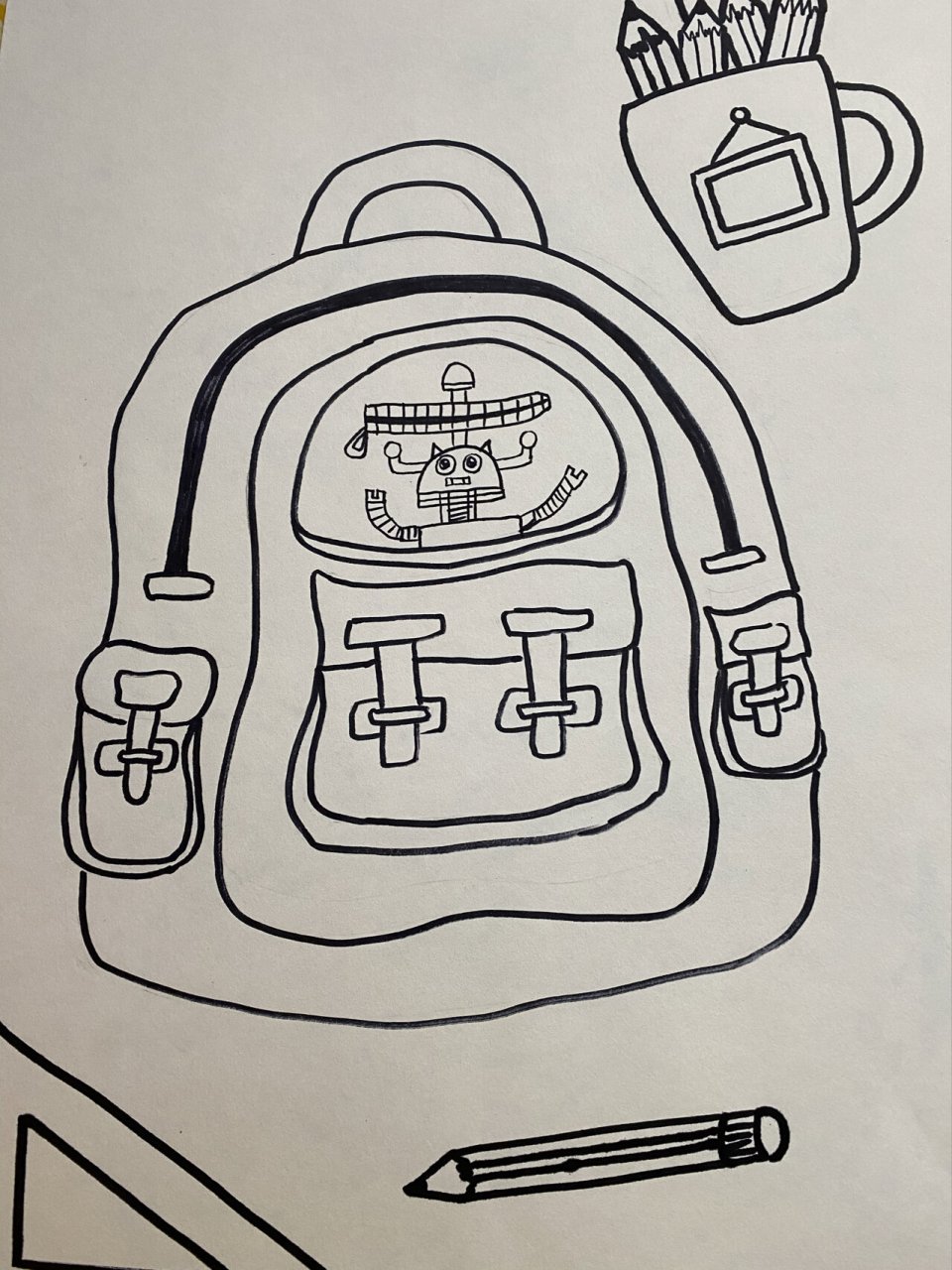 『写生』——我的书包🎒 4《我的罗伯特🤖书包🎒》 工具:铅笔